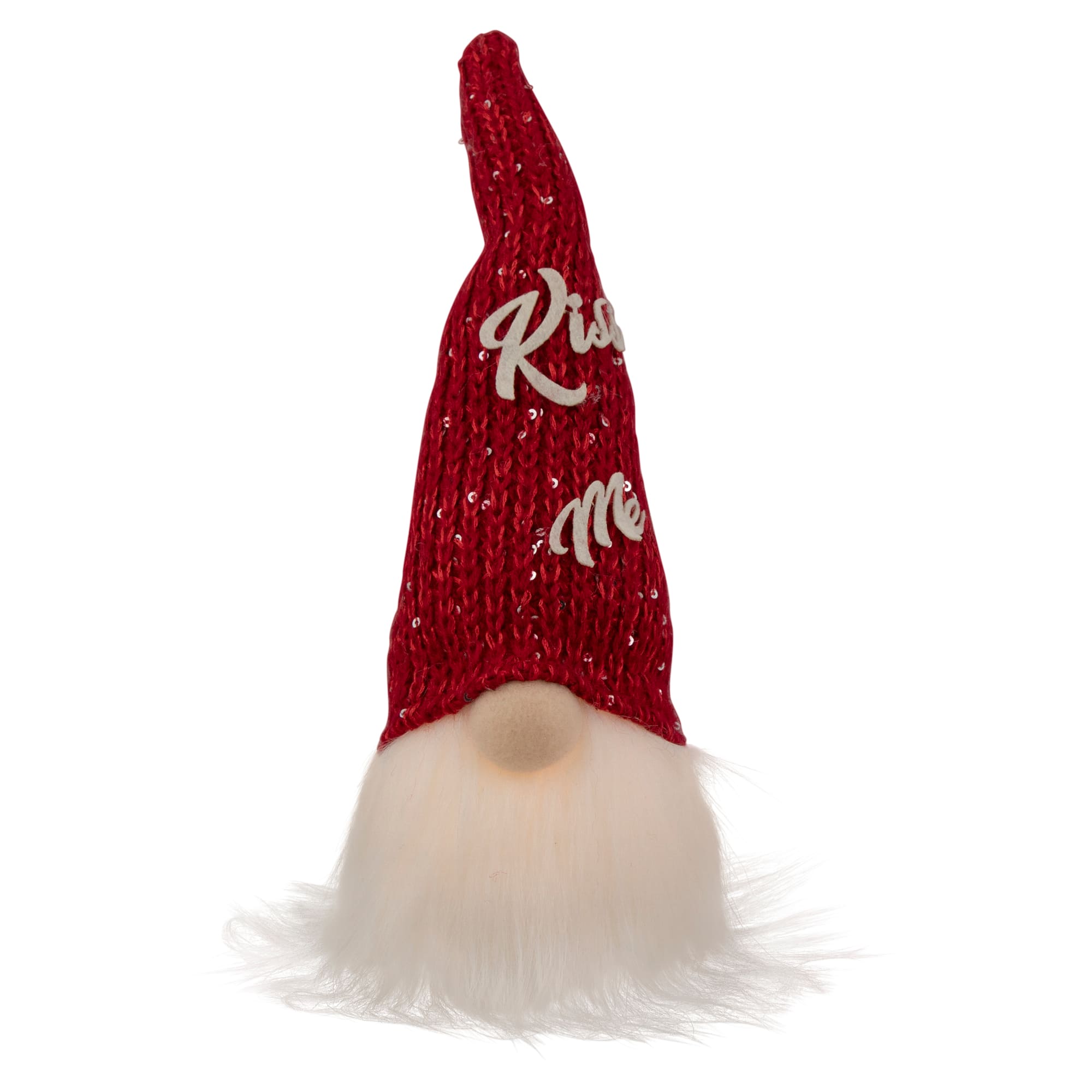 11.5&#x22; Lighted Red Knit &#x27;Kiss Me&#x27; Hat Valentine&#x27;s Day Gnome