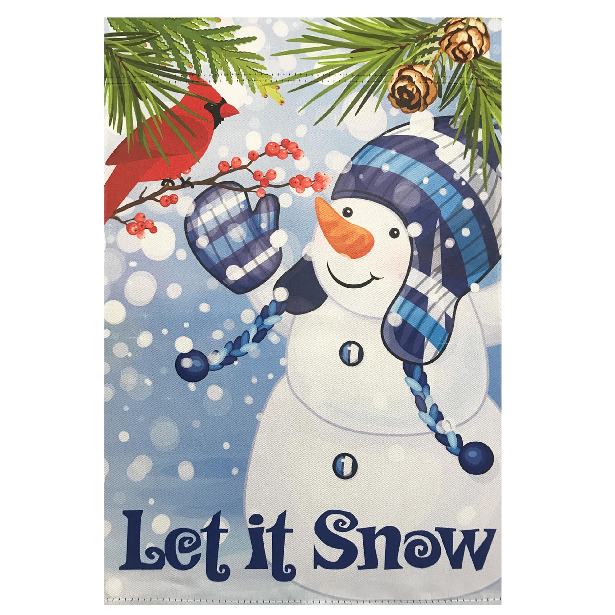 Snowman and Cardinal &#x22;Let it Snow&#x22; Christmas Outdoor Flag - 40&#x22; x 28&#x22;
