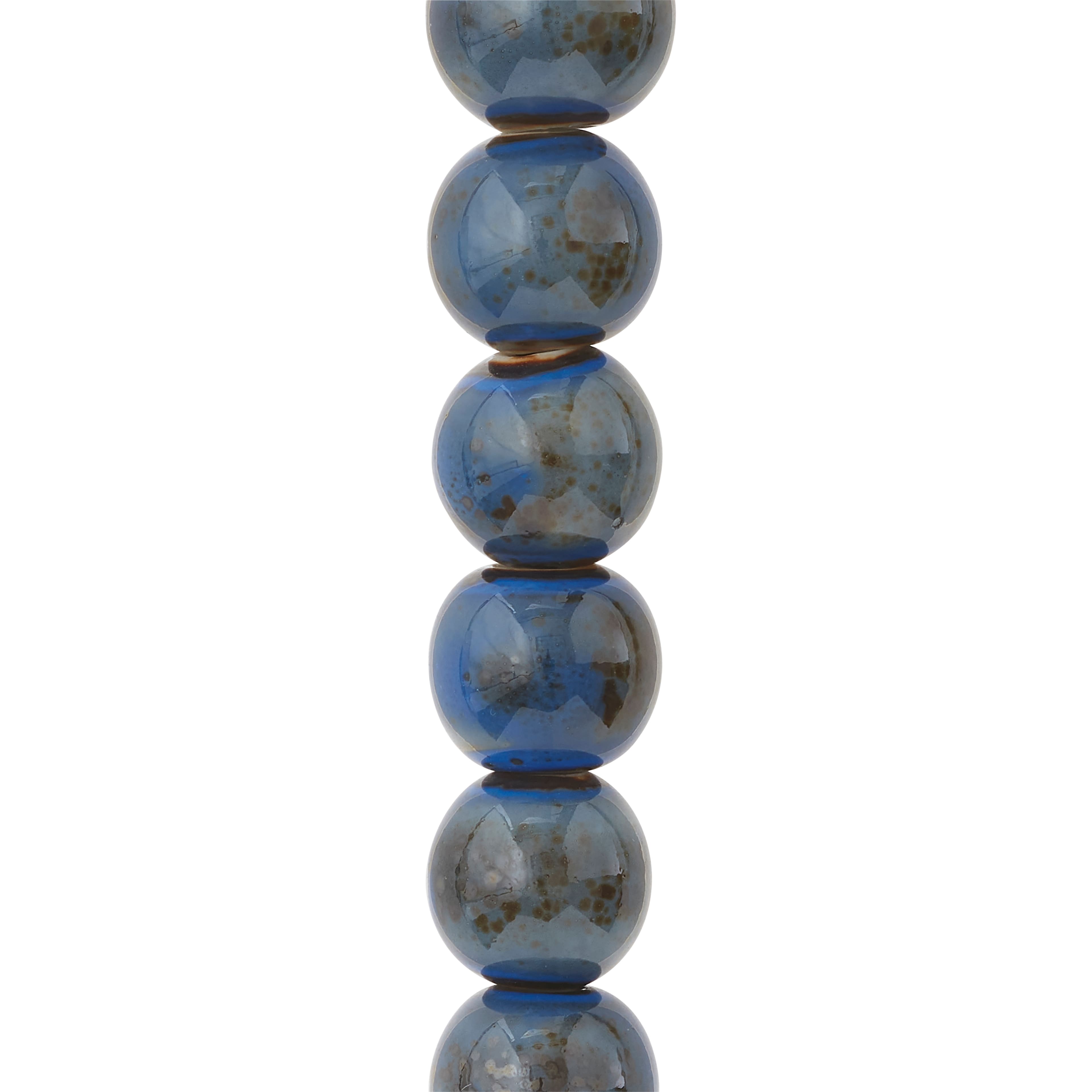 12 Pack: Aqua Ceramic Round Beads, 14mm by Bead Landing™