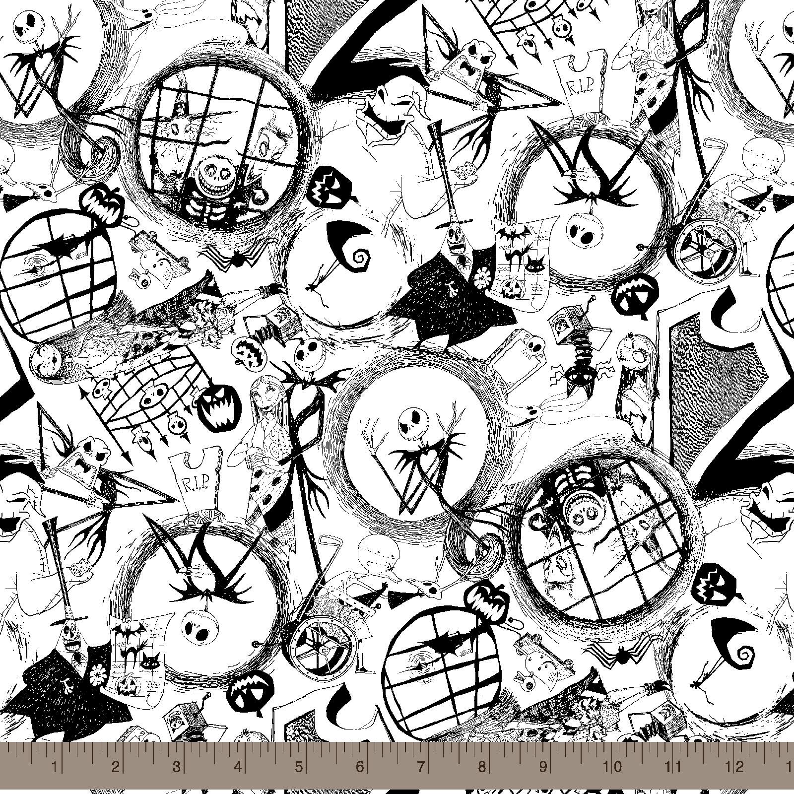 Disney® The Nightmare Before Christmas Tossed World Cotton Fabric 