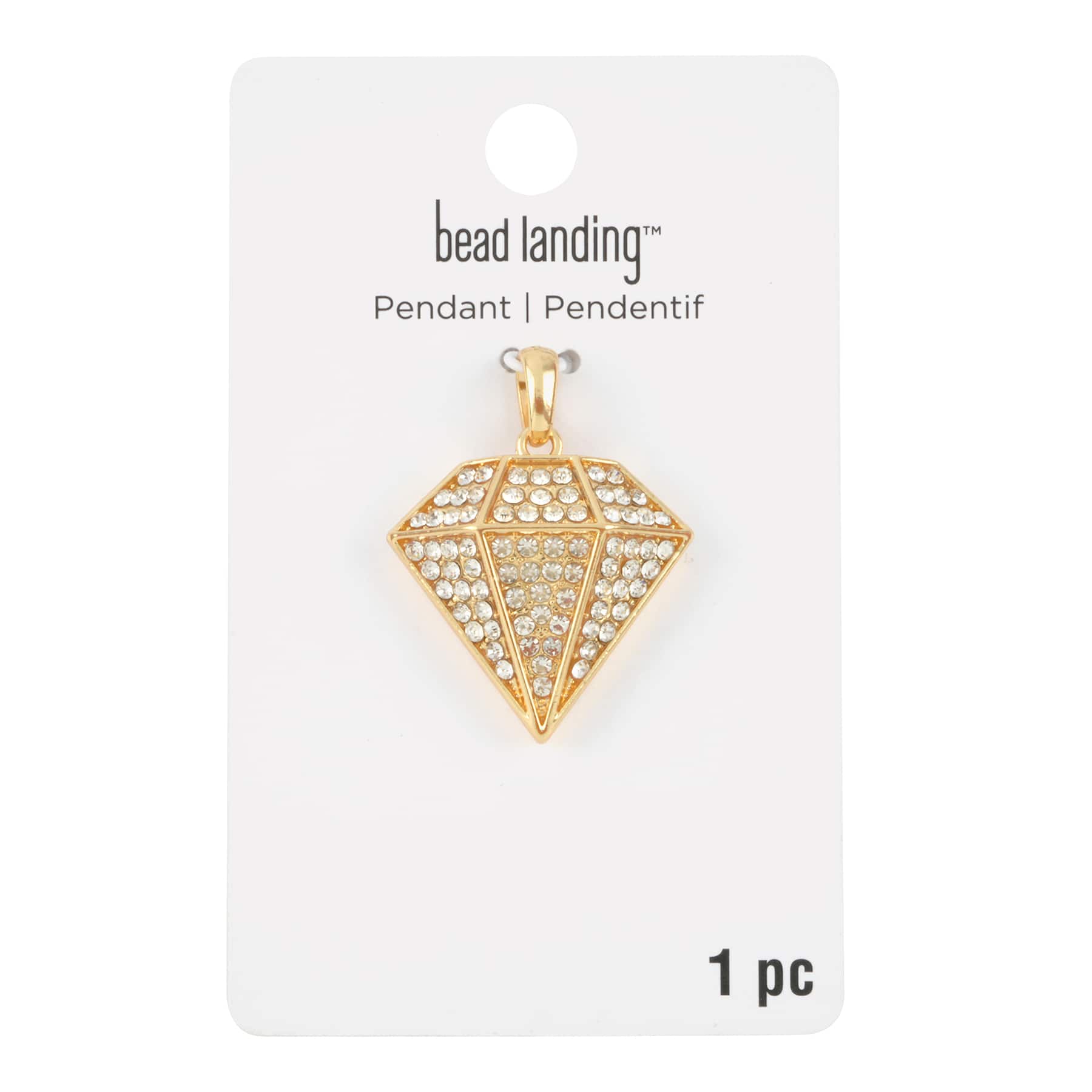 Gold Metal Diamond Pendant by Bead Landing™