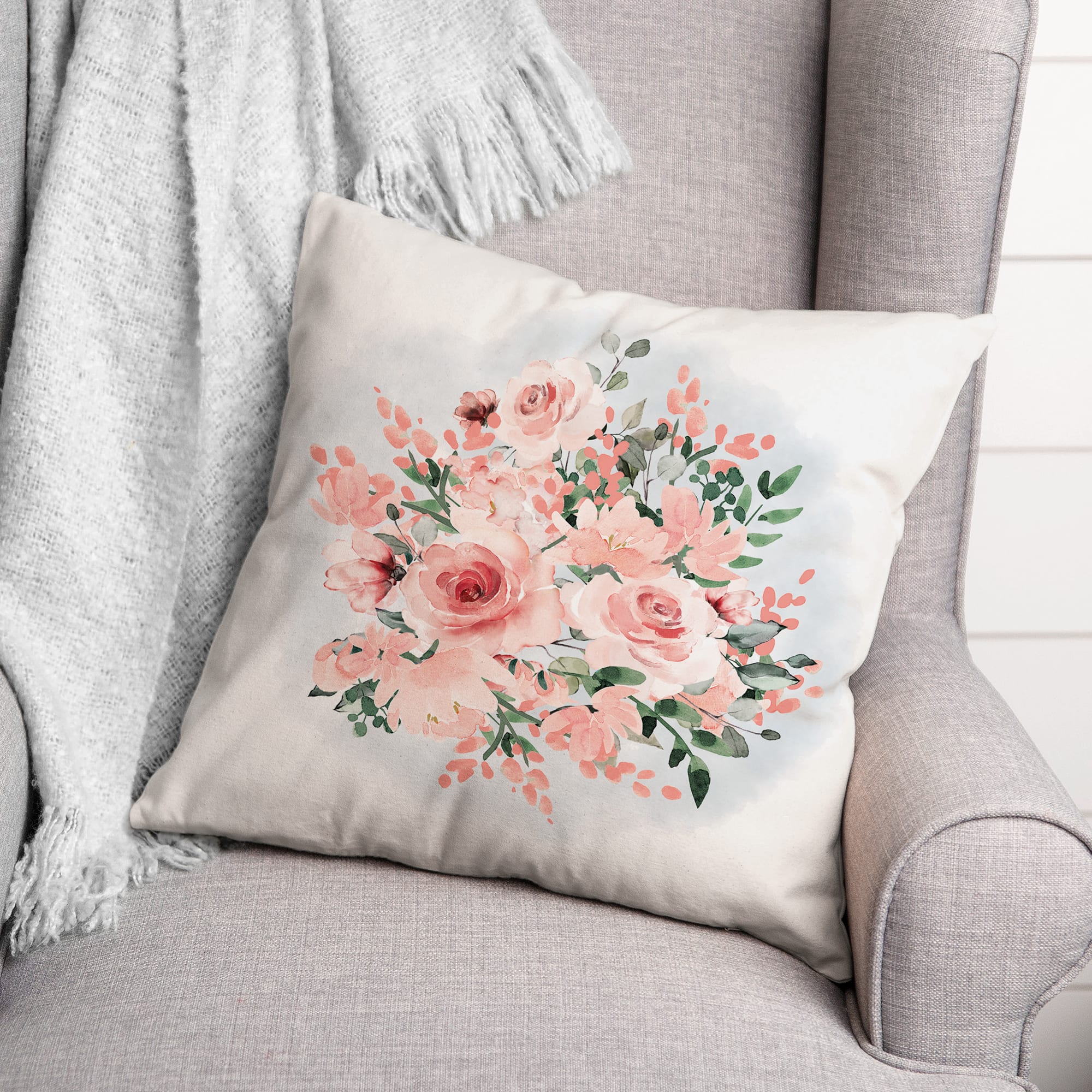 Pink Bouquet Throw Pillow