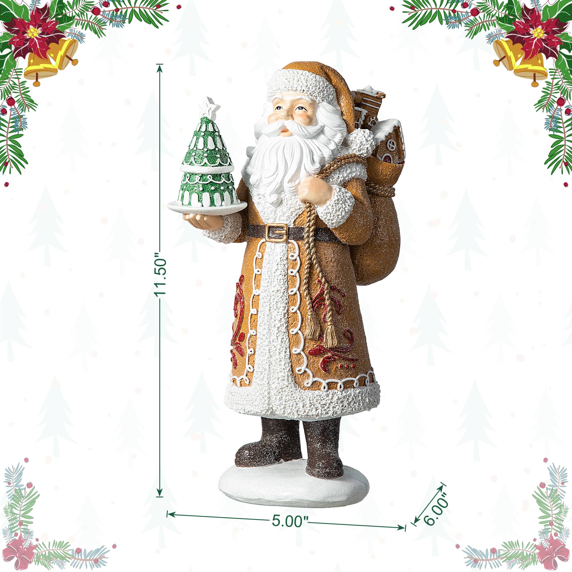 Glitzhome® 11.5" Gingerbread Santa Table Décor
