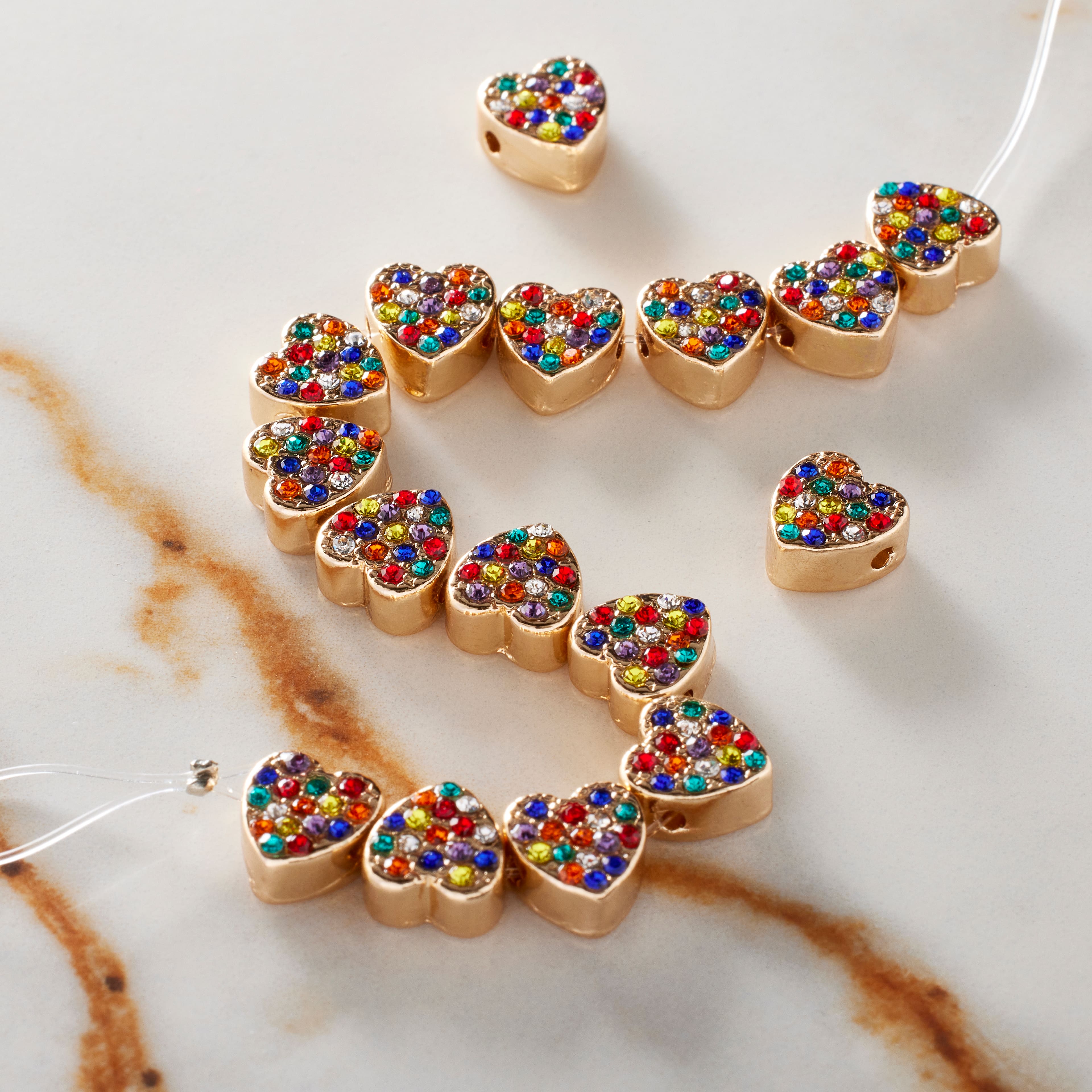 Multicolor Studded Heart Beads, 8mm by Bead Landing&#x2122;