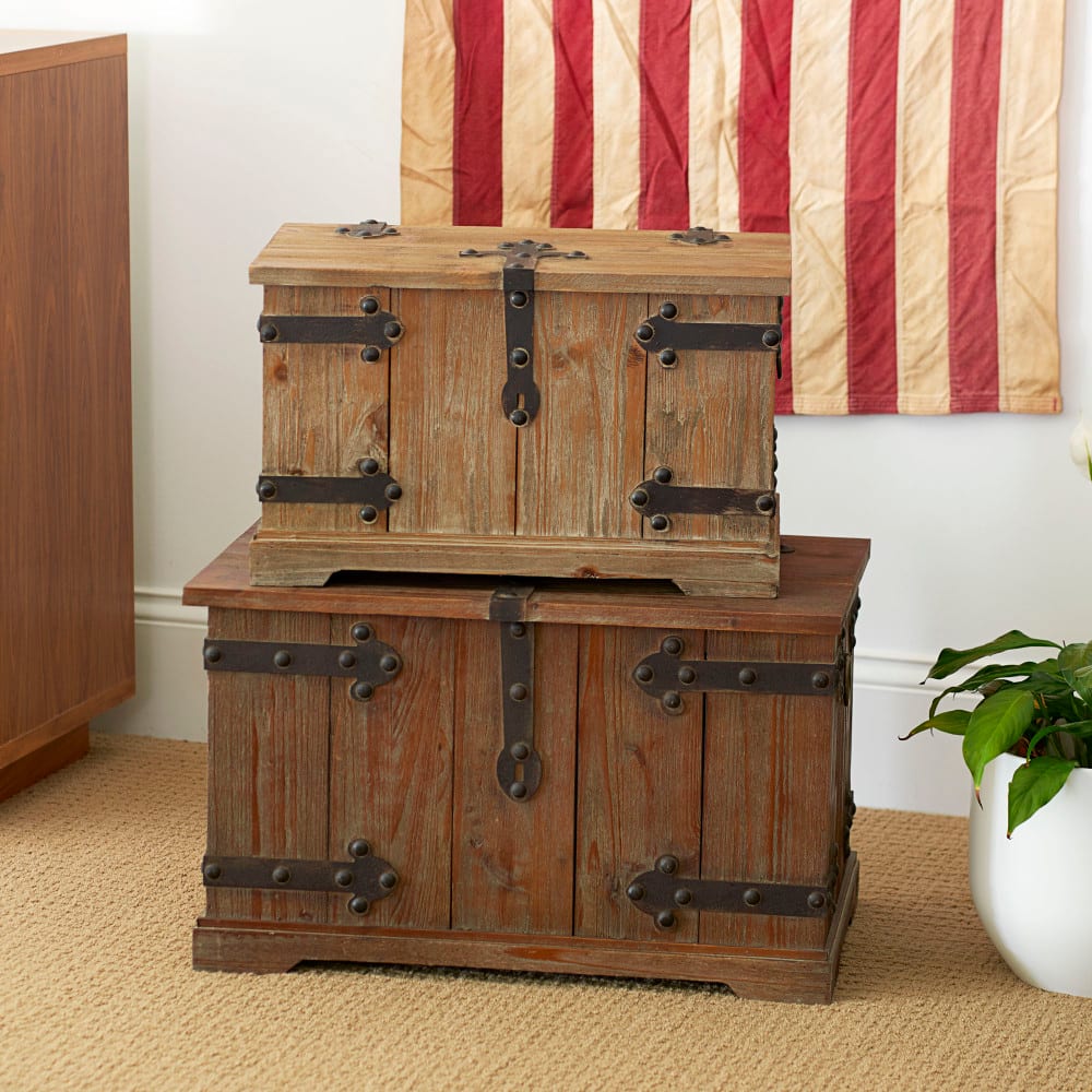 Household Essentials Hinge Decorative Trunk (Set of 2)