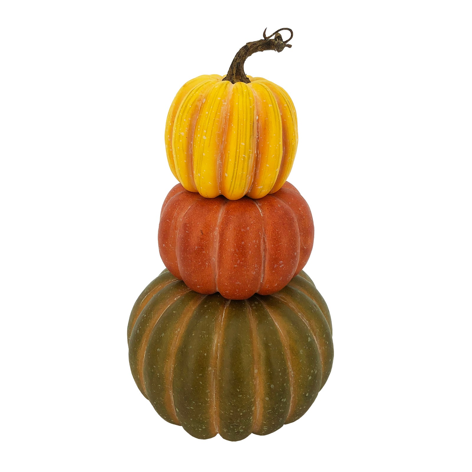 14&#x22; Yellow, Orange &#x26; Green Stacked Decorative Pumpkin by Ashland&#xAE;