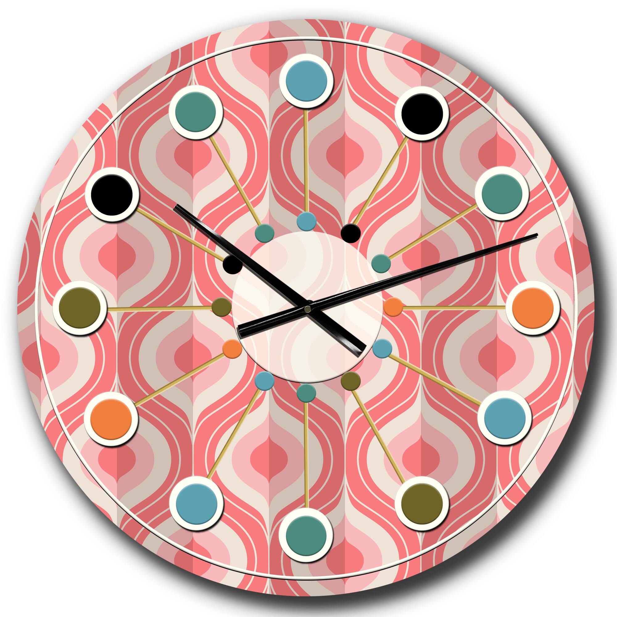 Designart 'Retro Drop Design I Mid-Century Modern Wall Clock