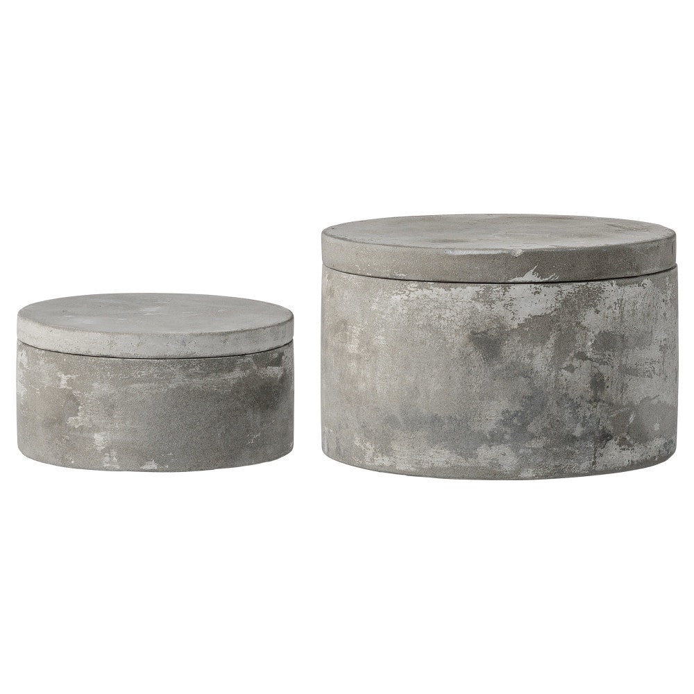 Hello Honey® Gray Round Decorative Cement Boxes with Lids Set