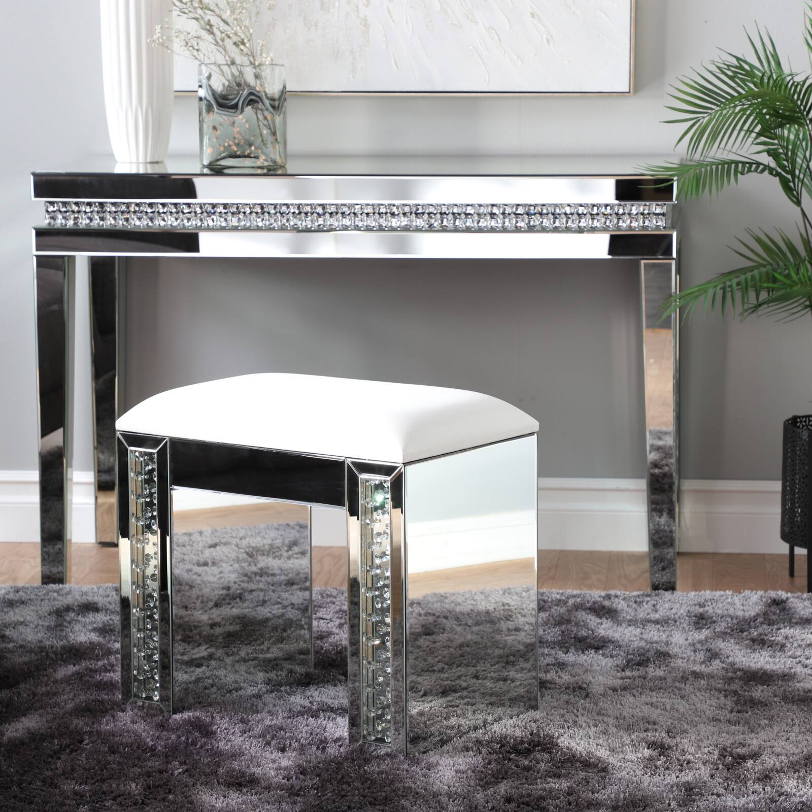 21&#x22; Silver Wood Glam Stool