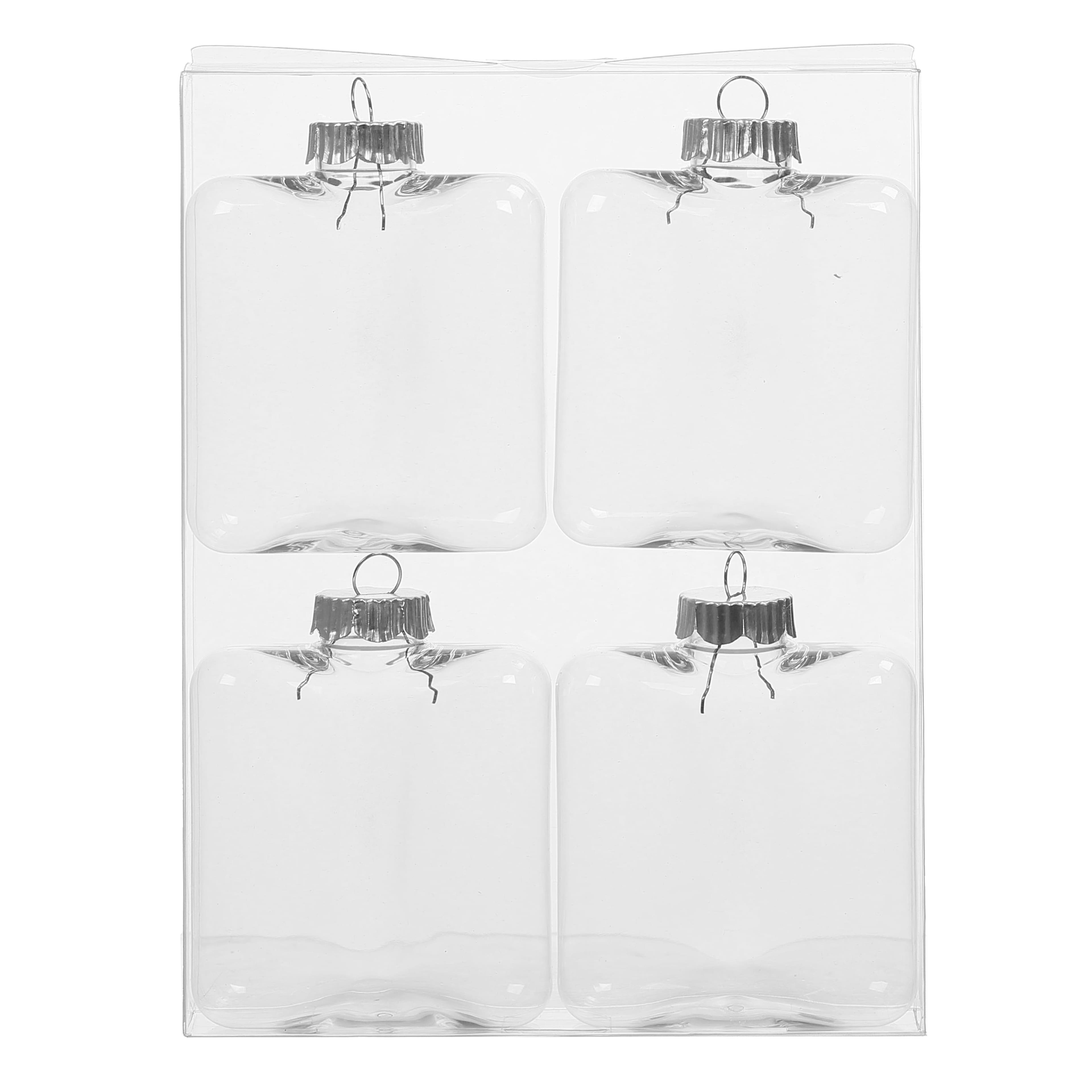 4&#x22; Flat Cube Clear Plastic Ornaments, 4ct. by Make Market&#xAE;