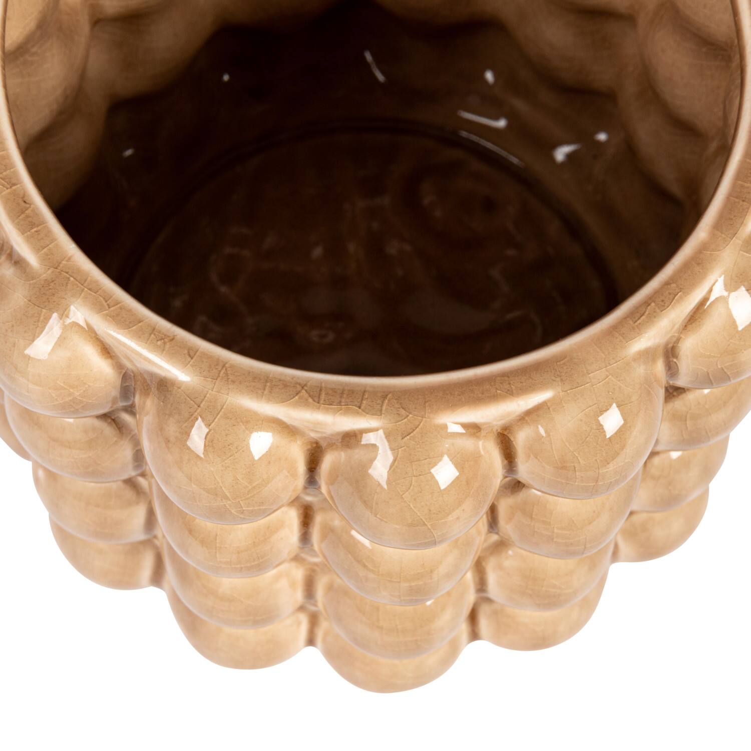 Hello Honey® 6" Tan Round Stoneware Planter with Raised Dots