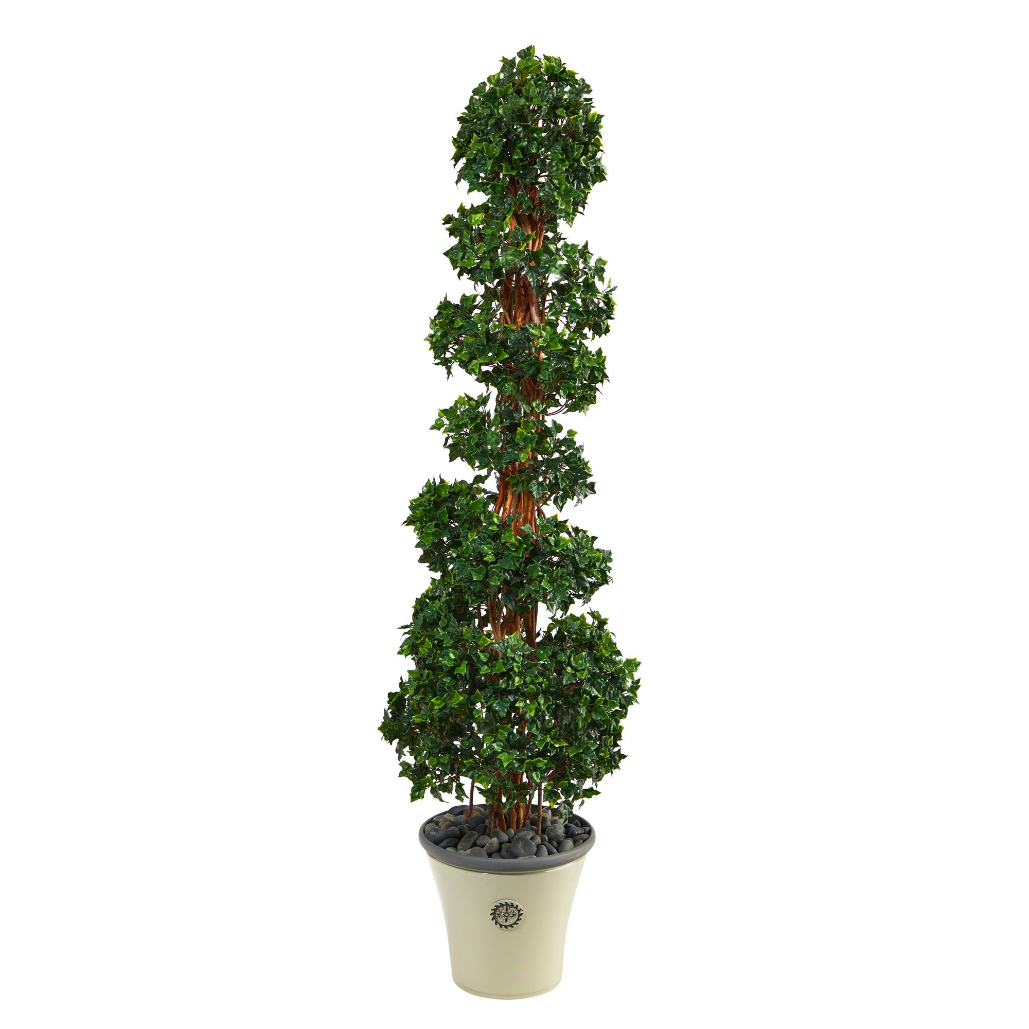 5.6ft. English Ivy Spiral Topiary in Decorative Planter