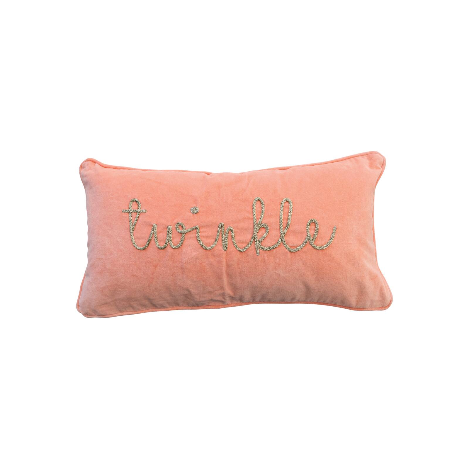 Hello Honey&#xAE; 24&#x22; x 12&#x22; Pink &#x26; Gold Twinkle Cotton Velvet Lumbar Pillow