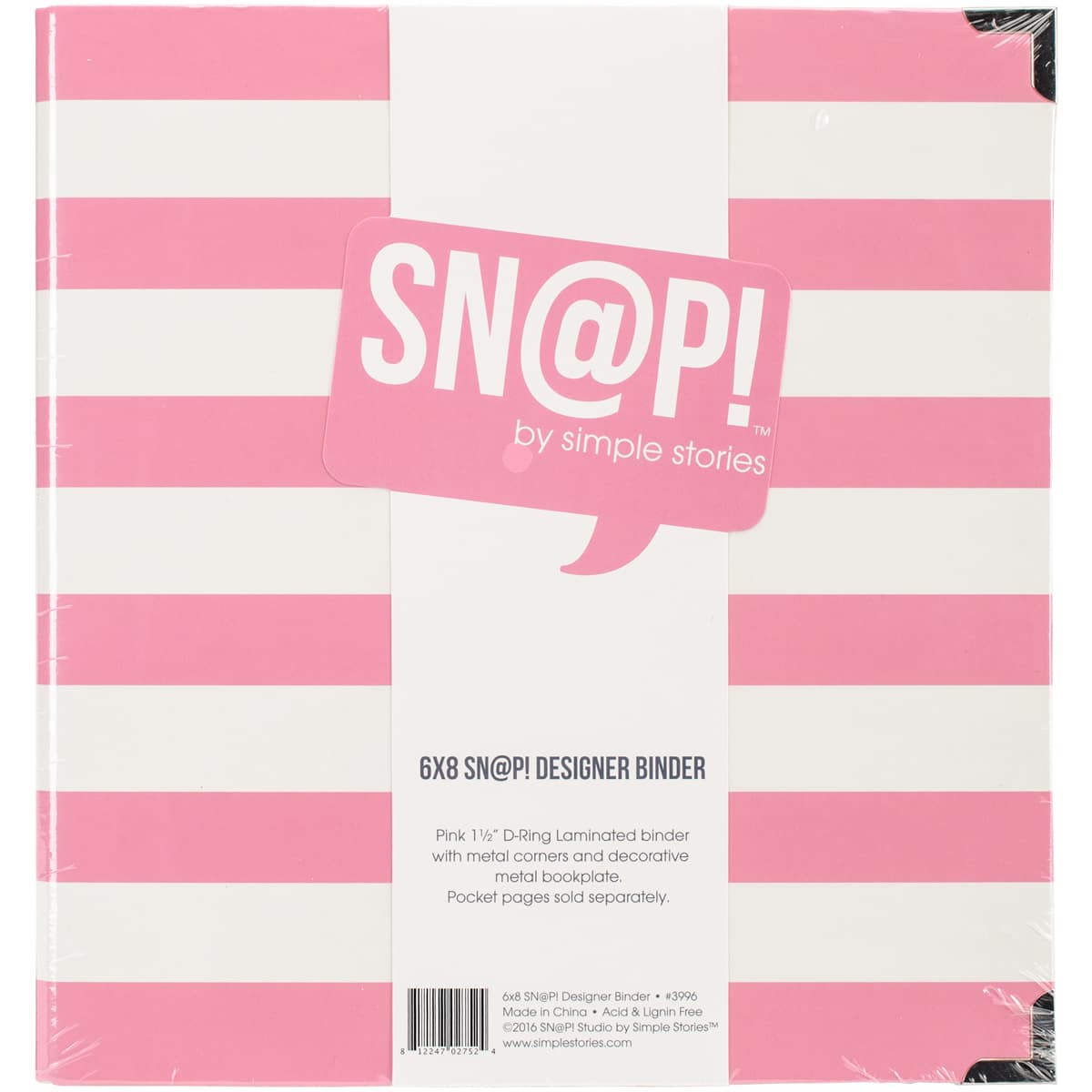 Simple Stories Sn@p!&#x2122; Stripes Designer Binder, 6&#x22; x 8&#x22;