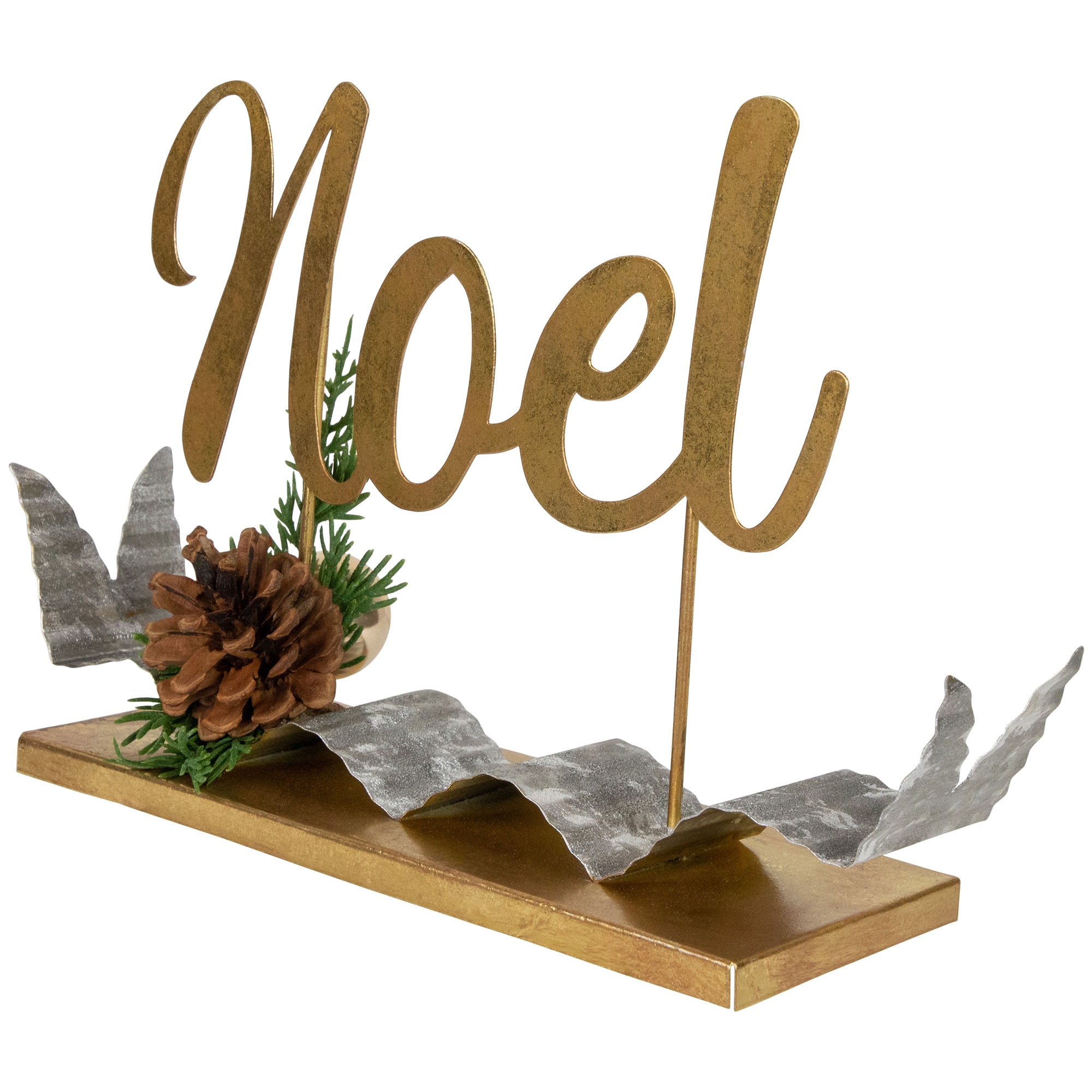 11&#x22; Pine &#x26; Pinecone NOEL Tabletop Christmas D&#xE9;cor