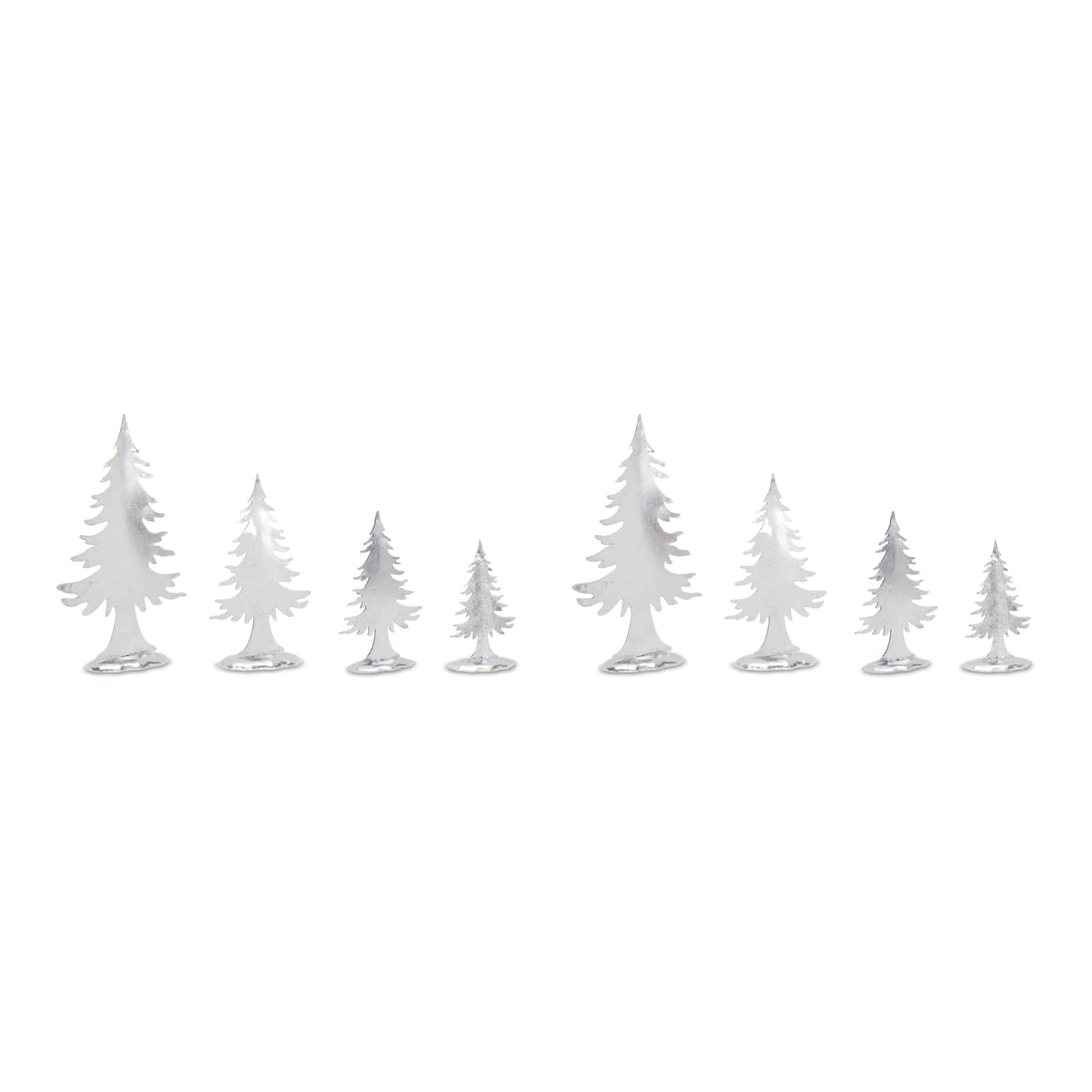 Silver Cut Out Metal Pine Trees D&#xE9;cor Set, 16.25&#x22;, 12.25&#x22;, 10&#x22; &#x26; 8&#x22;
