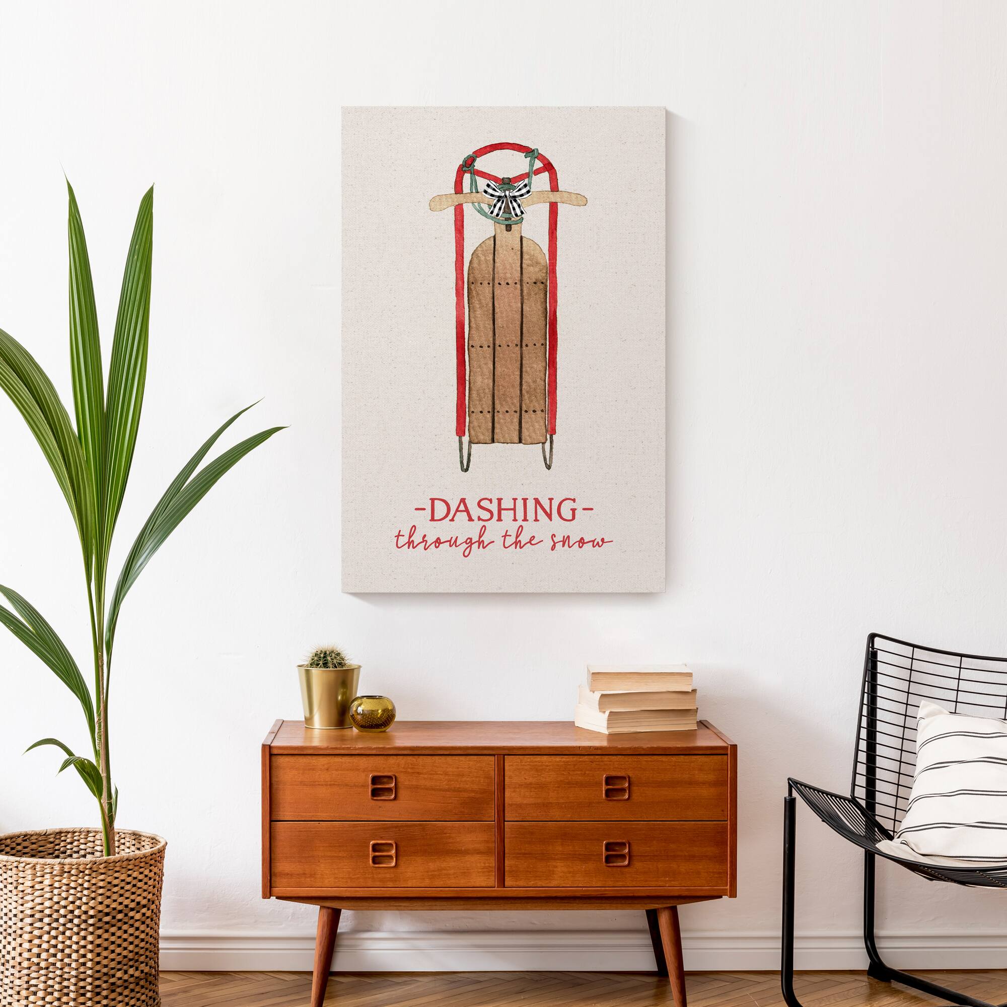 Dashing Snow Sled 20x30 Canvas Wall Art