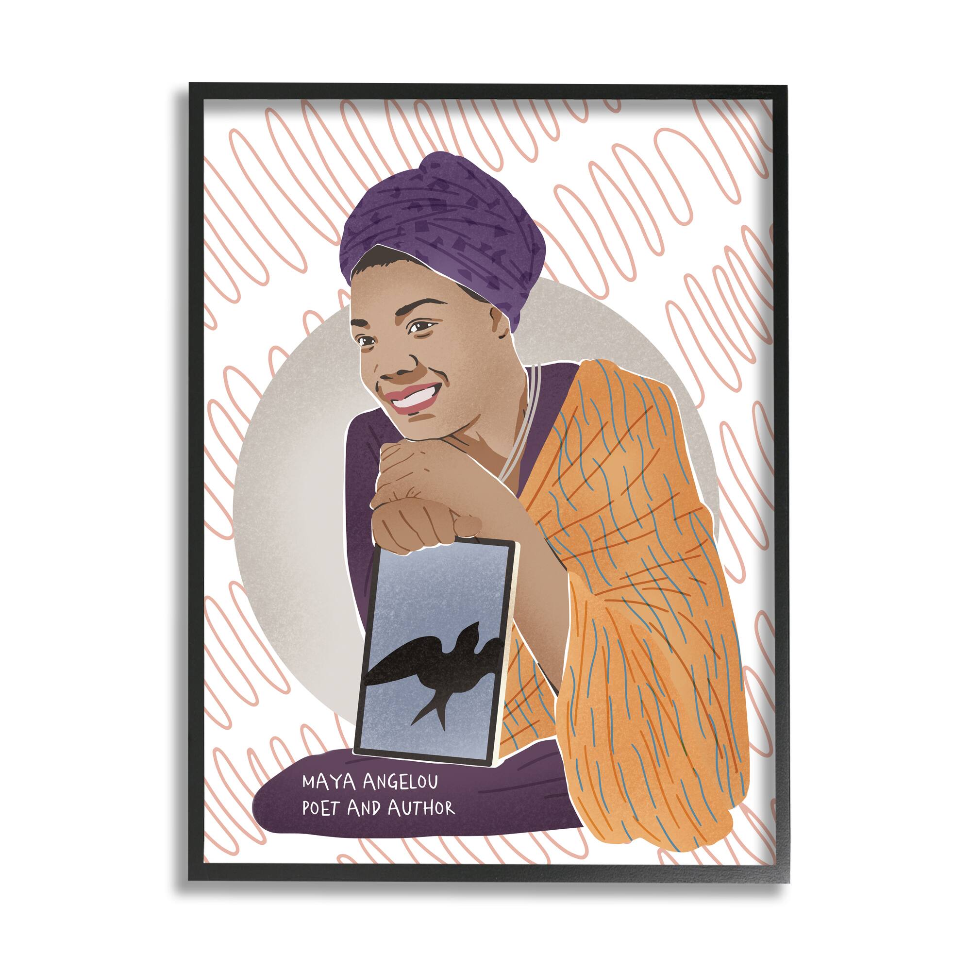 Stupell Industries Maya With Book Over Pattern Wall Art in Black Frame