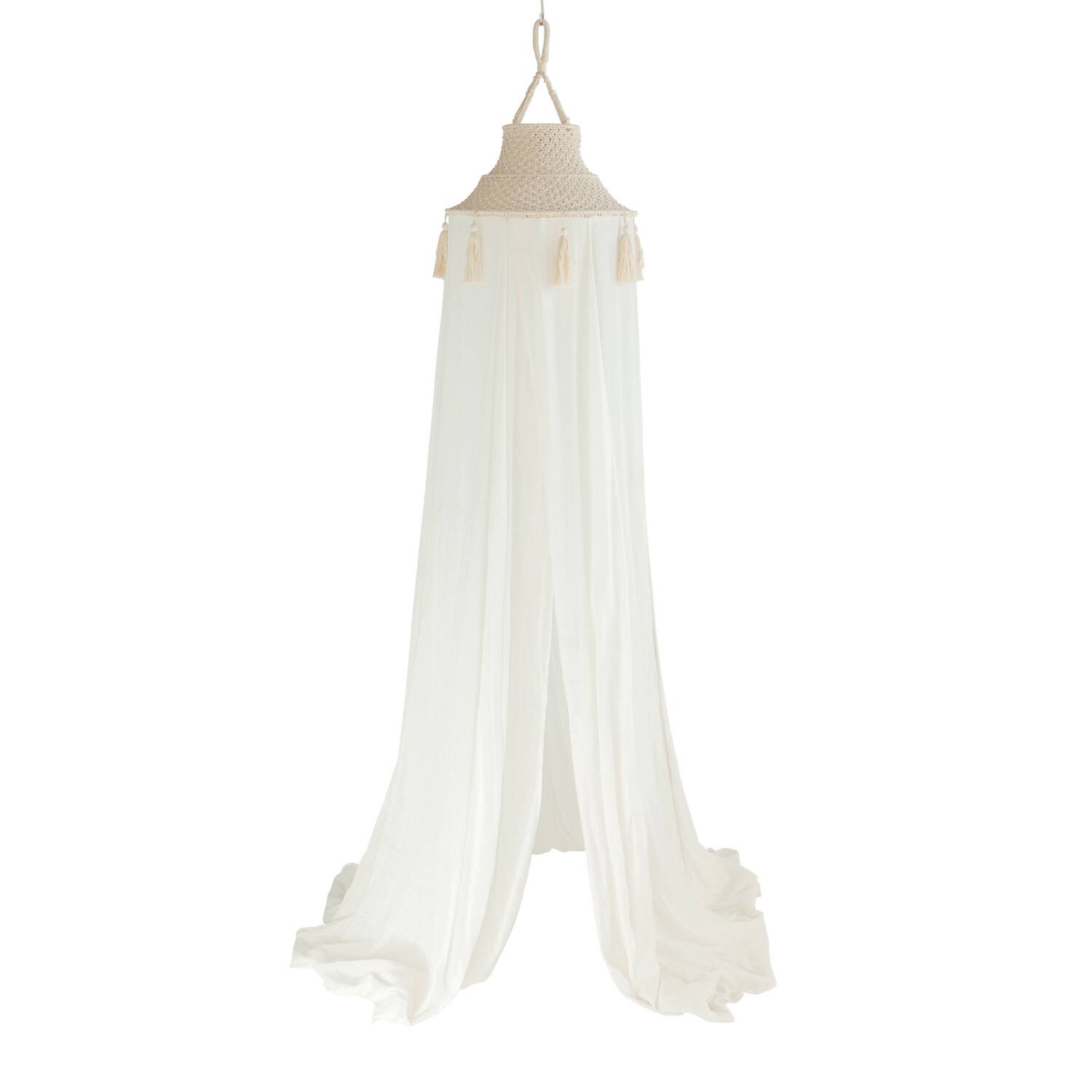 Hello Honey® White Cotton Macramé Canopy with Tassels