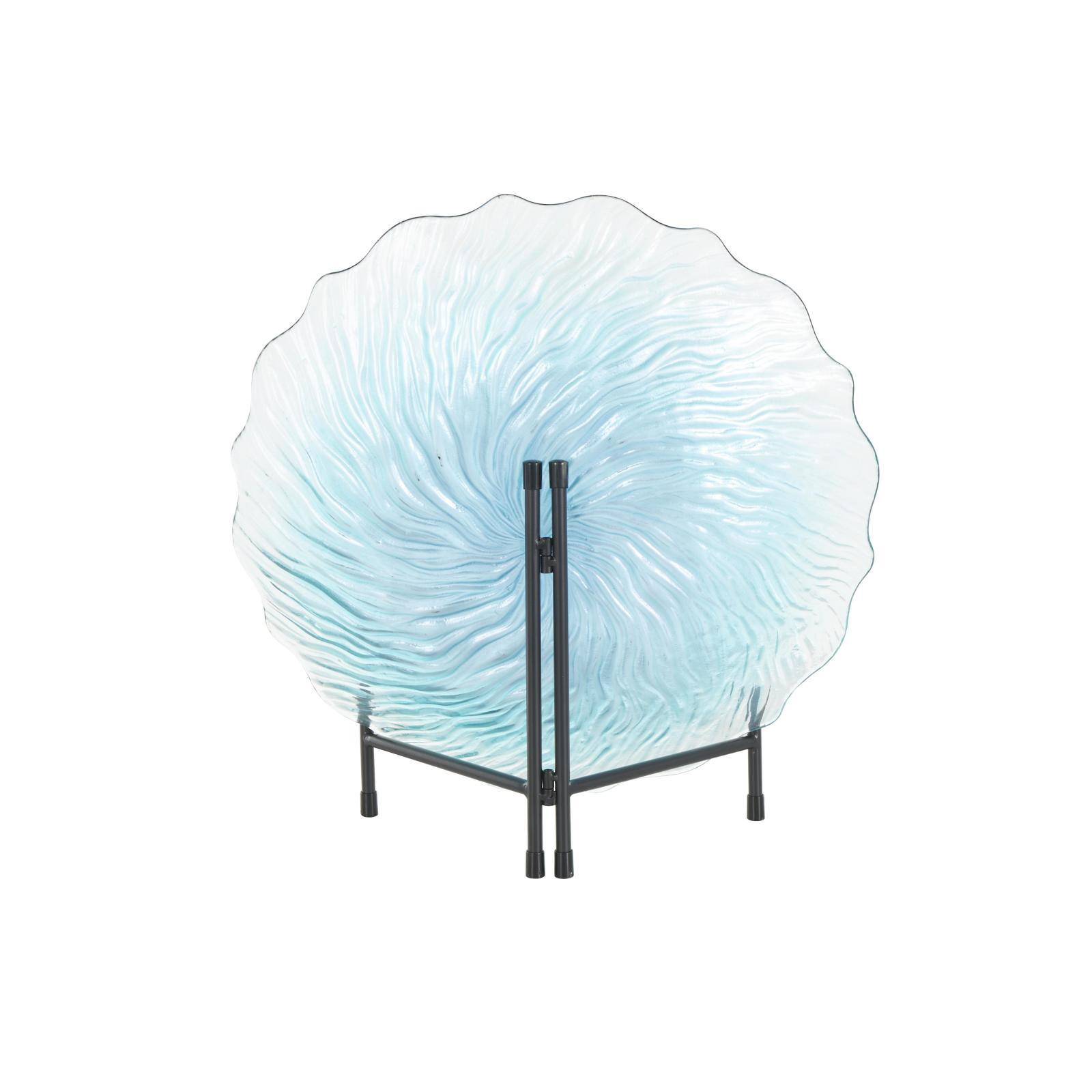18" Blue Ombre Starburst Glass Charger with Wavy Edge