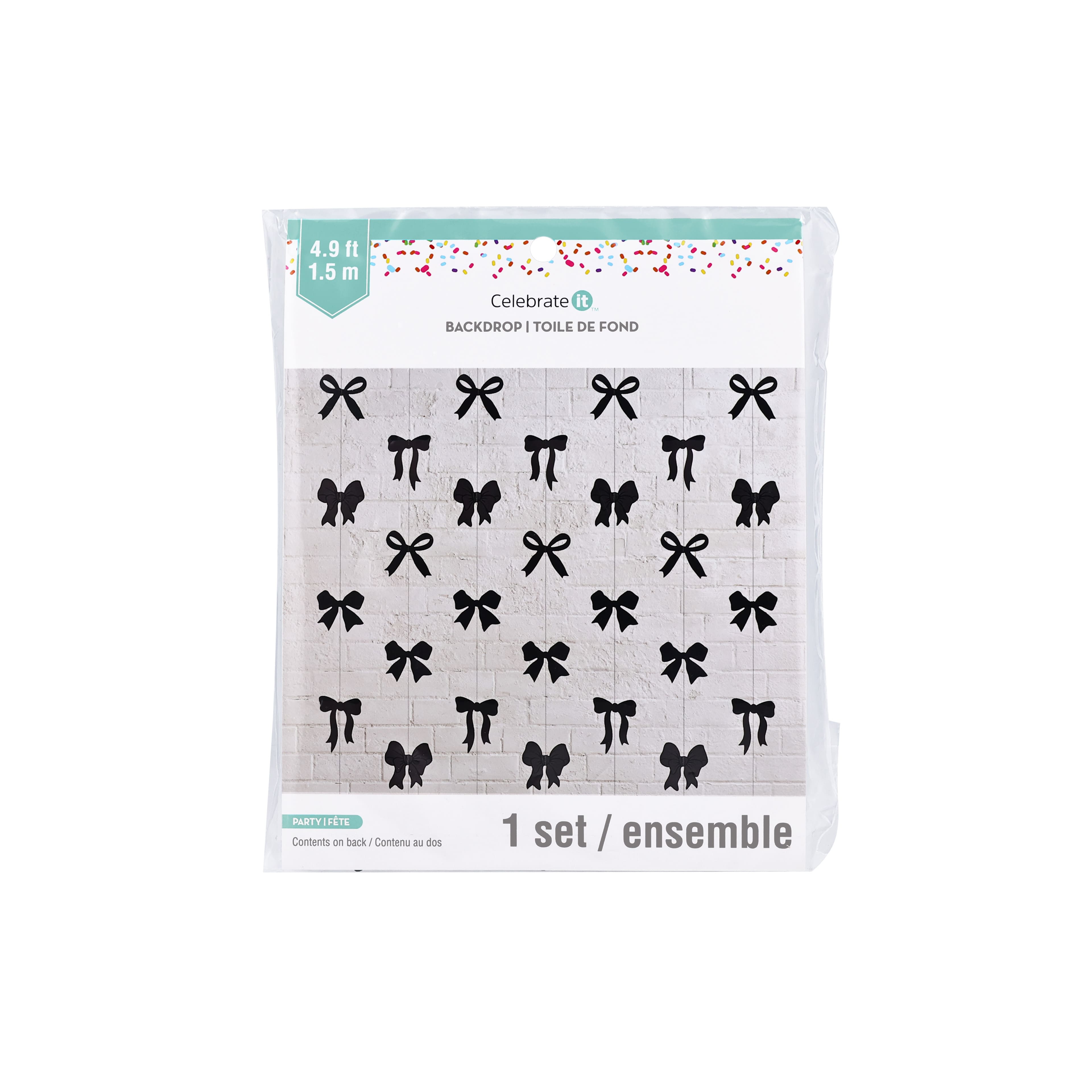 5ft. Black Bow Garland Backdrop by Celebrate It&#x2122;
