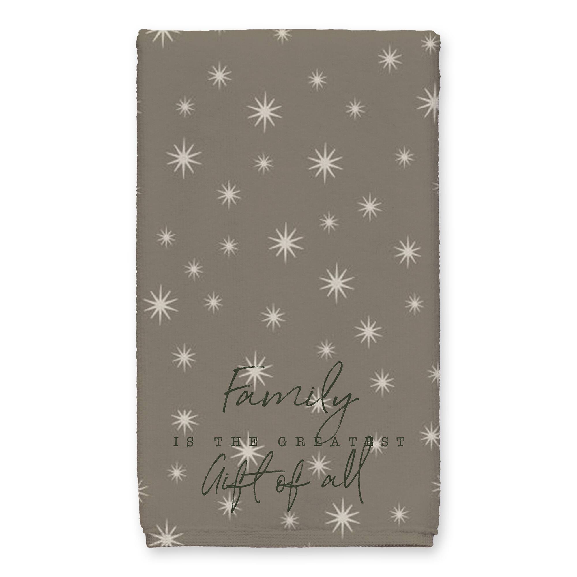 Family Greatest Gift Gray Twinkle Tea Towel - Set of 2