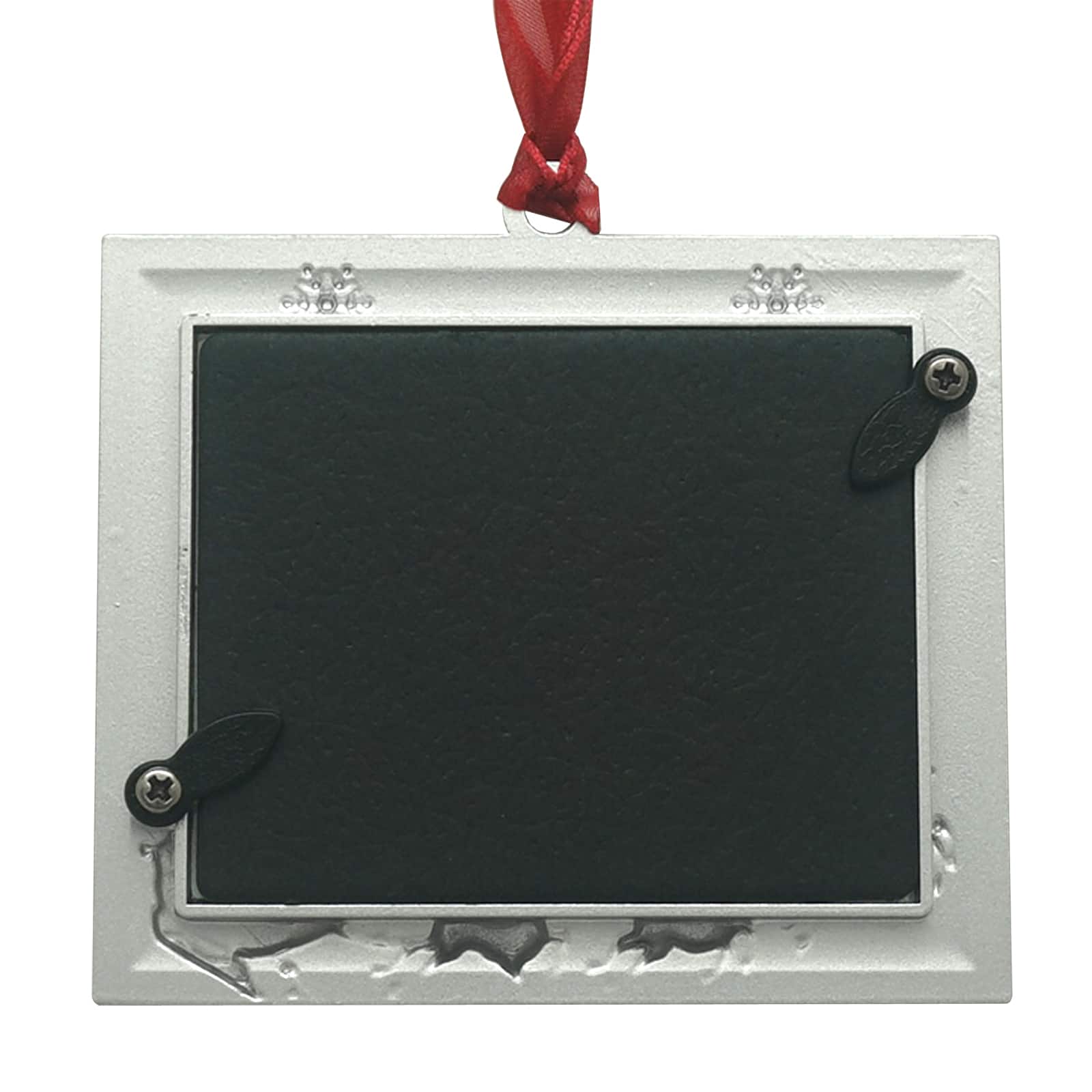 2&#x22; x 2.5&#x22; Red &#x26; Silver Reindeer &#x26; Sleigh Metal Ornament Frame by Studio D&#xE9;cor&#xAE;