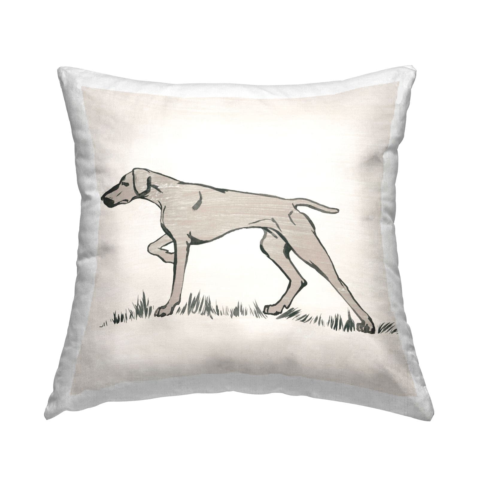 Stupell Industries Focused Hunting Dog Minimal Animal Design Throw Pillow, 18" x 18"