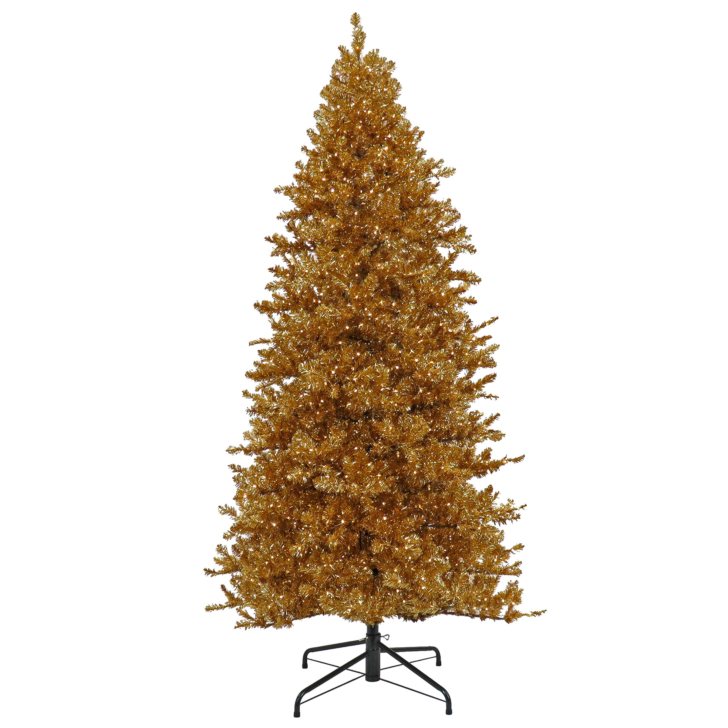 10ft. Pre-Lit True Gold Metallic Artificial Christmas Tree, White LED Lights