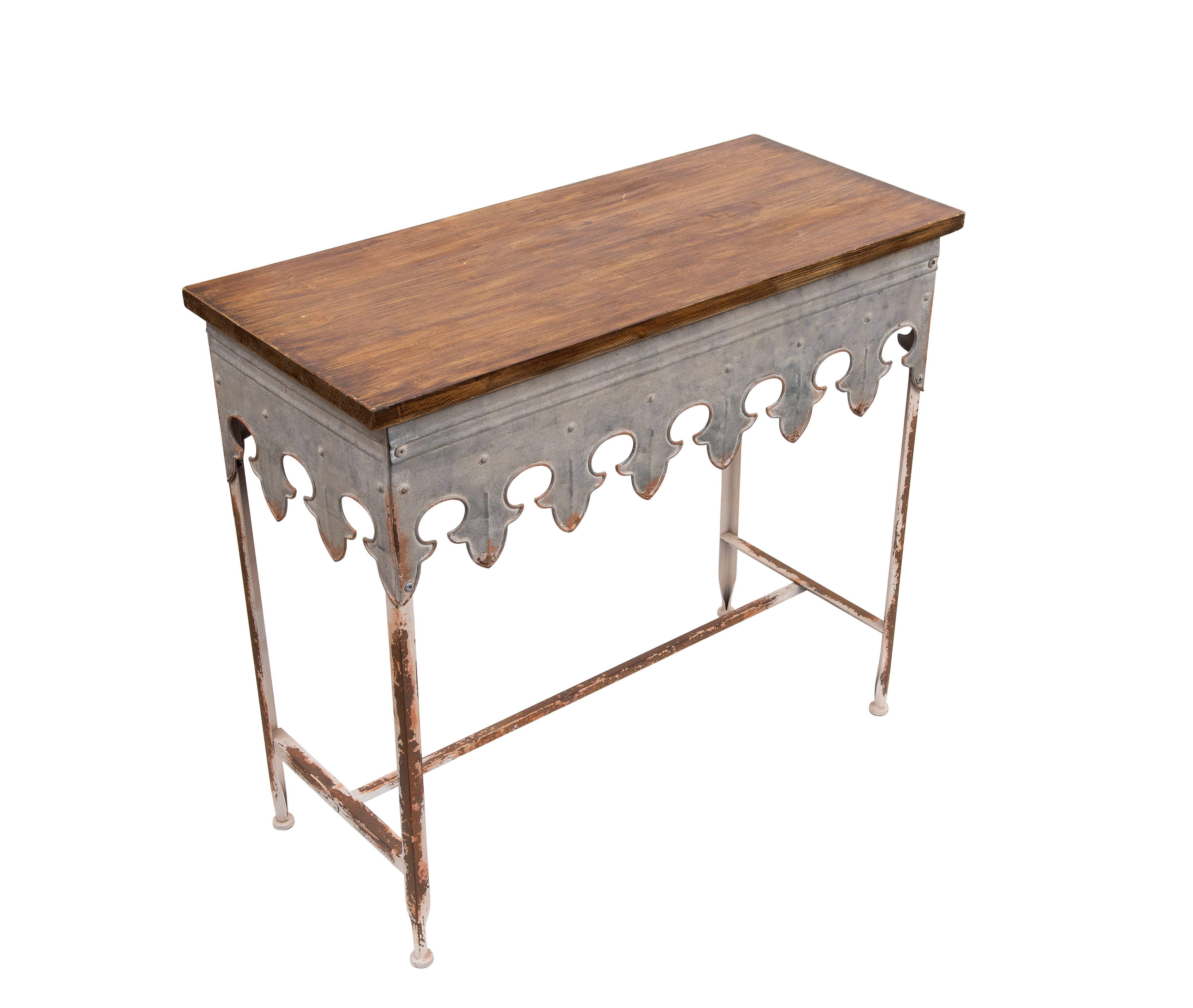 36&#x22; Rustic Farmhouse Metal Console Table with Solid Wood Top