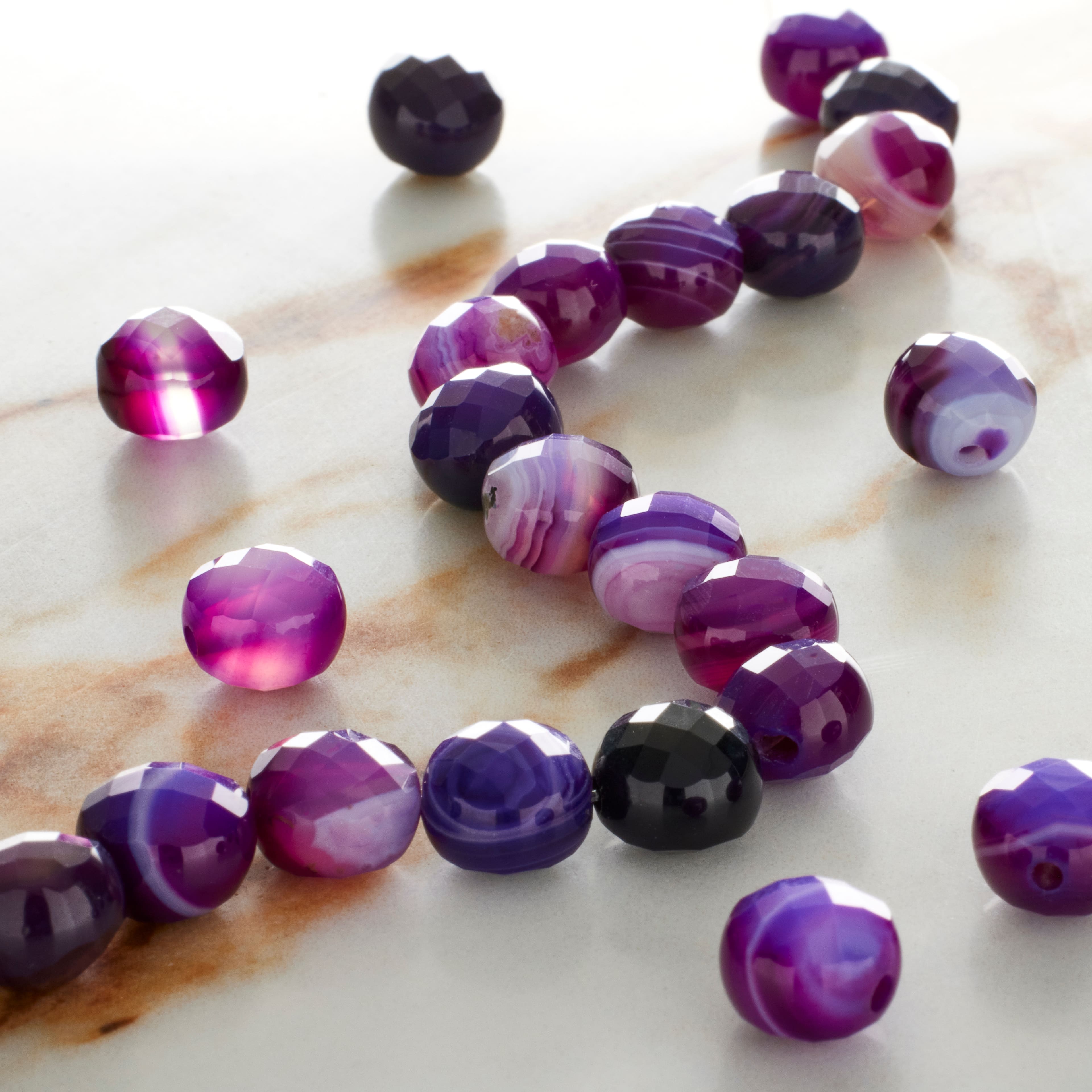 12 Pack: Purple Faceted Agate Coin Beads by Bead Landing™