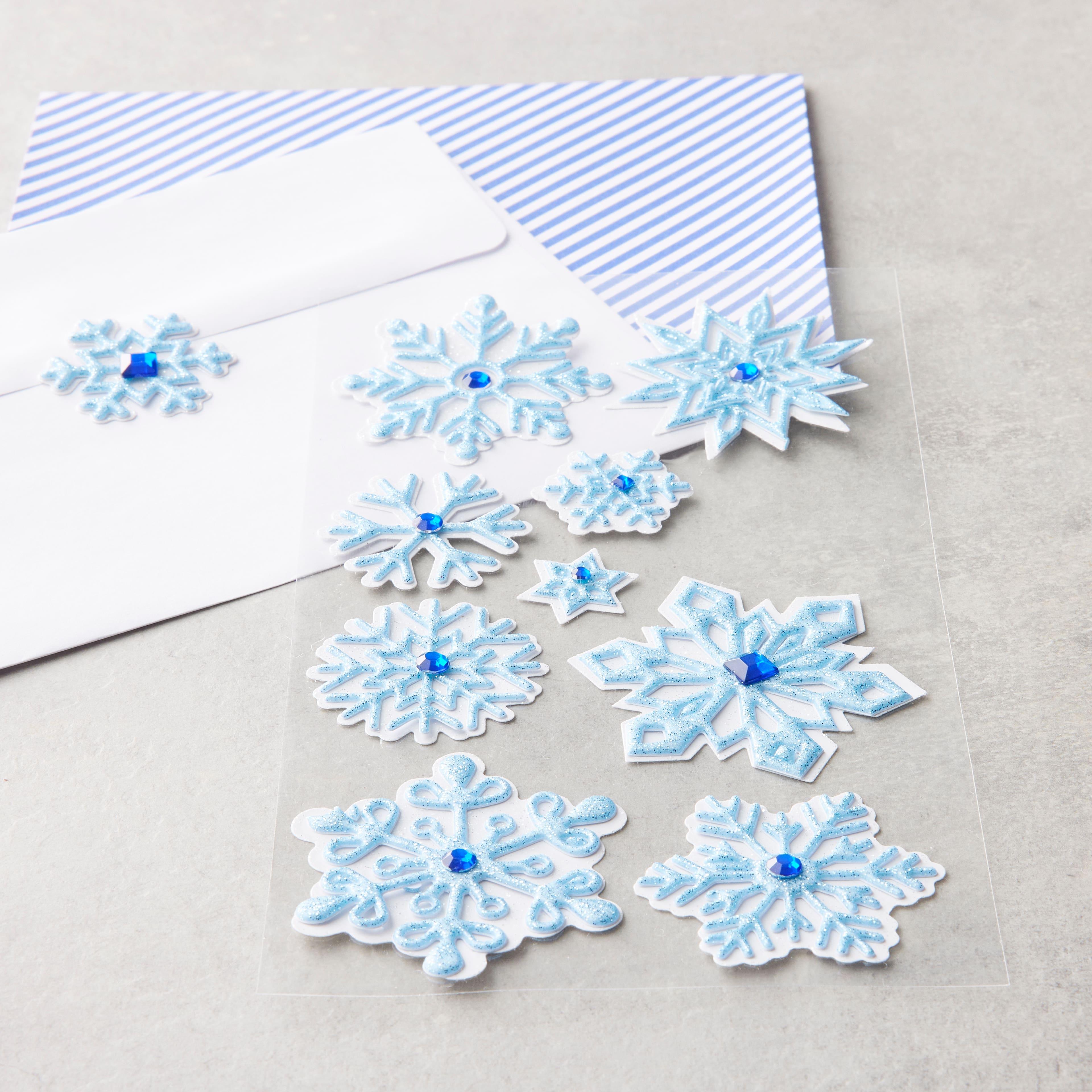 300 Pieces Snowflake Dimensional Stickers Christmas 3D Snowflake Stickers  Diamond Snowflake Winter Decoration Stickers for Christmas Holiday  Envelopes