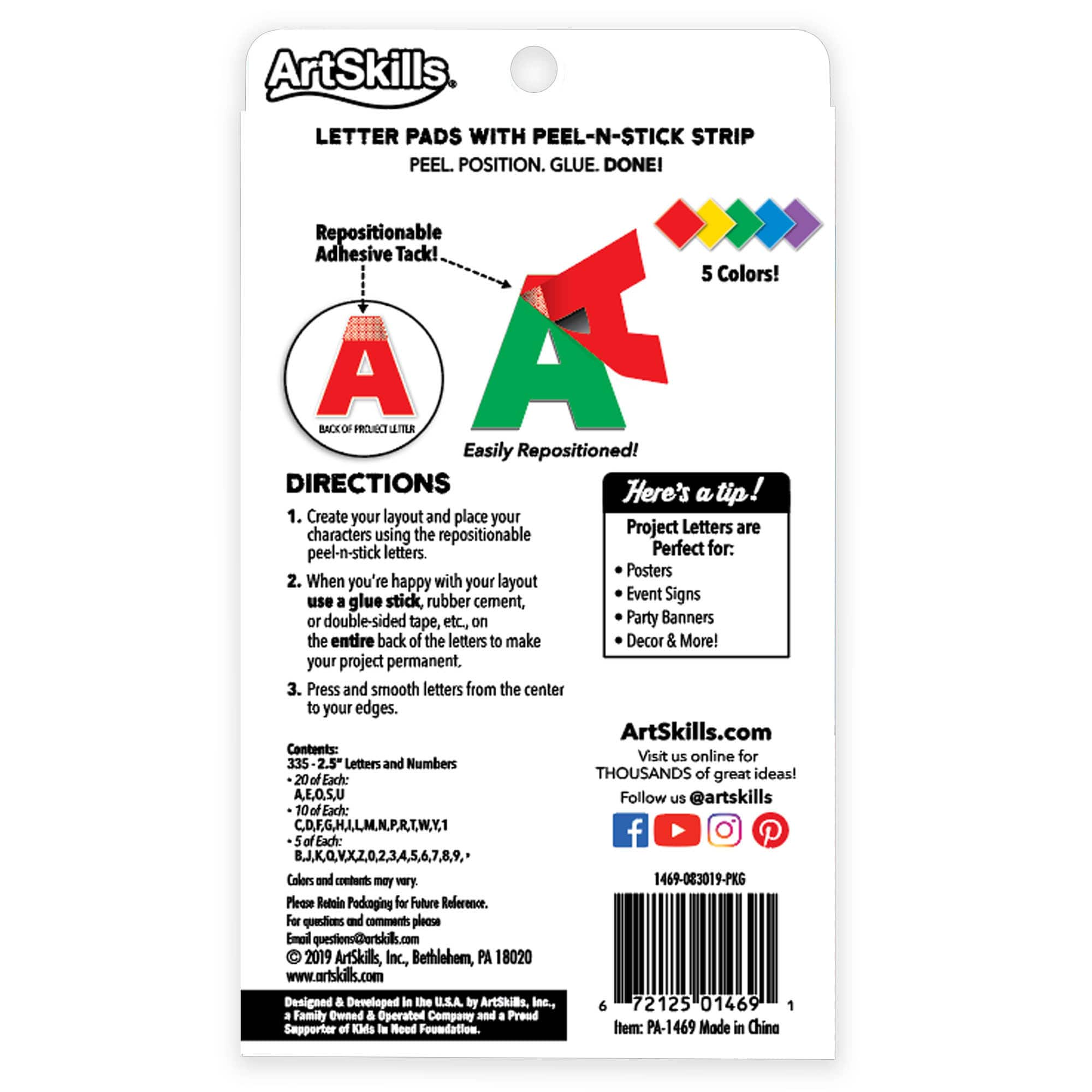 ArtSkills&#xAE; 2.5&#x22; Classic 335 Piece Paper Poster Letter Set