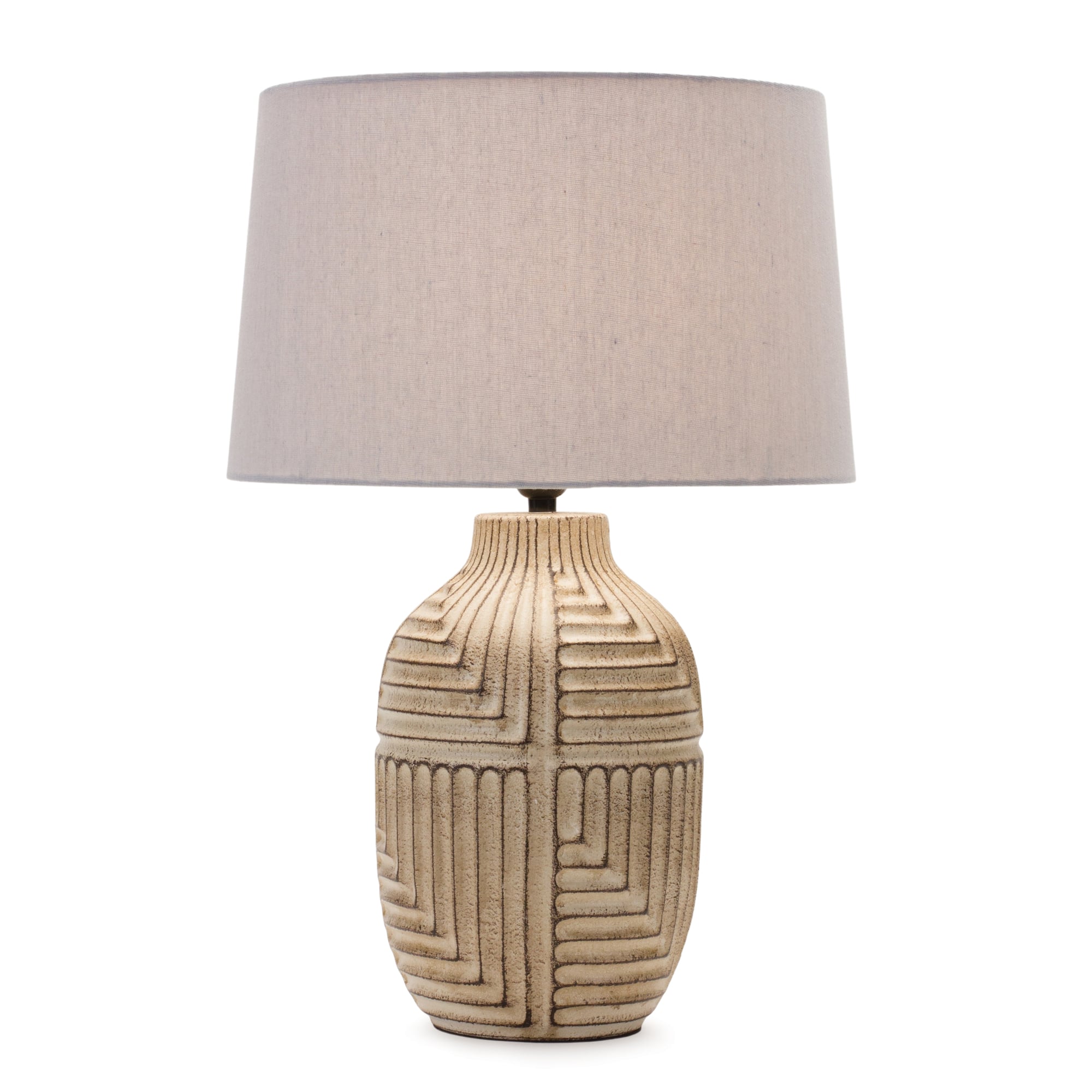 24&#x22; Ceramic &#x26; Linen Table Lamp