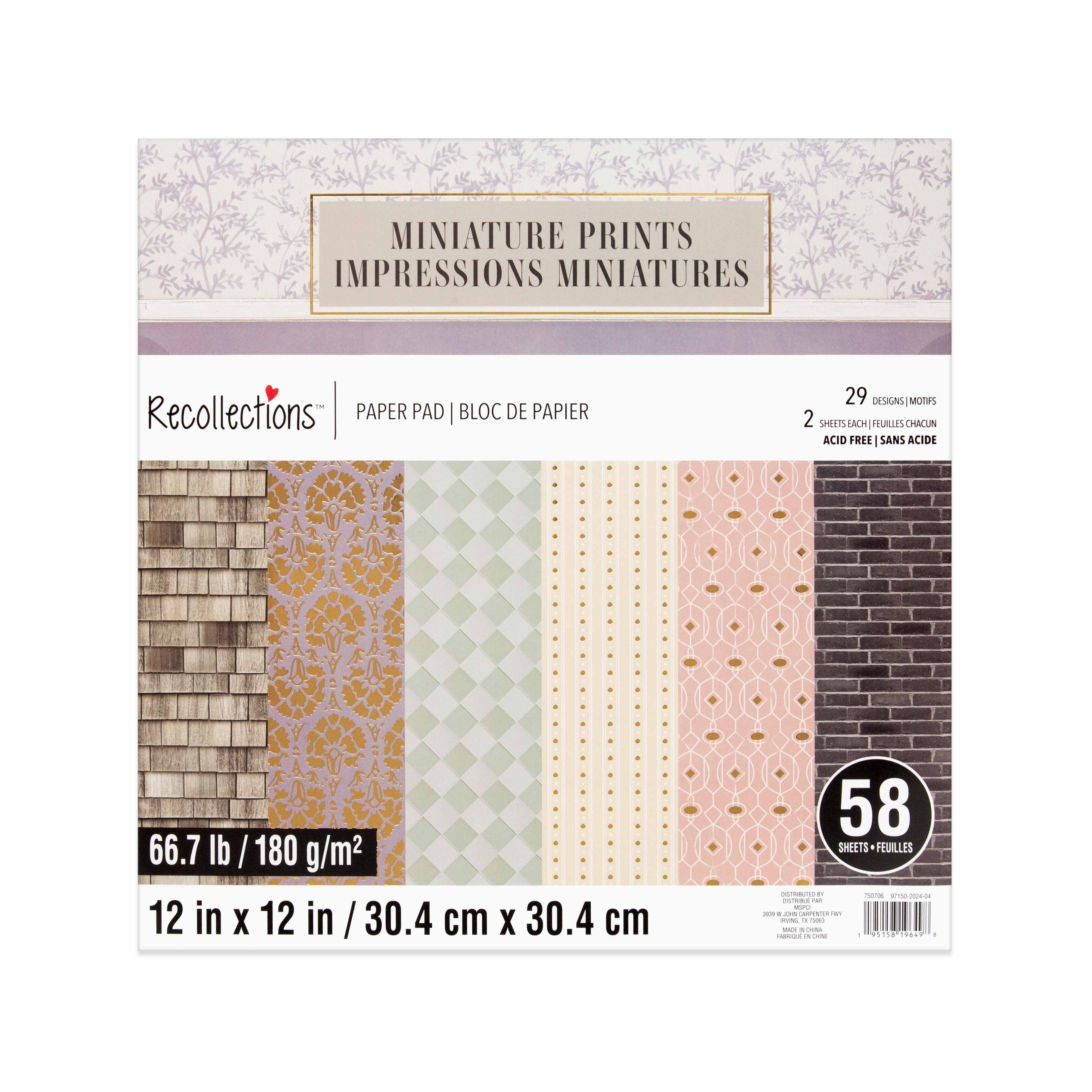 12&#x22; x 12&#x22; Miniature Prints Paper Pad by Recollections&#x2122;, 58 Sheets