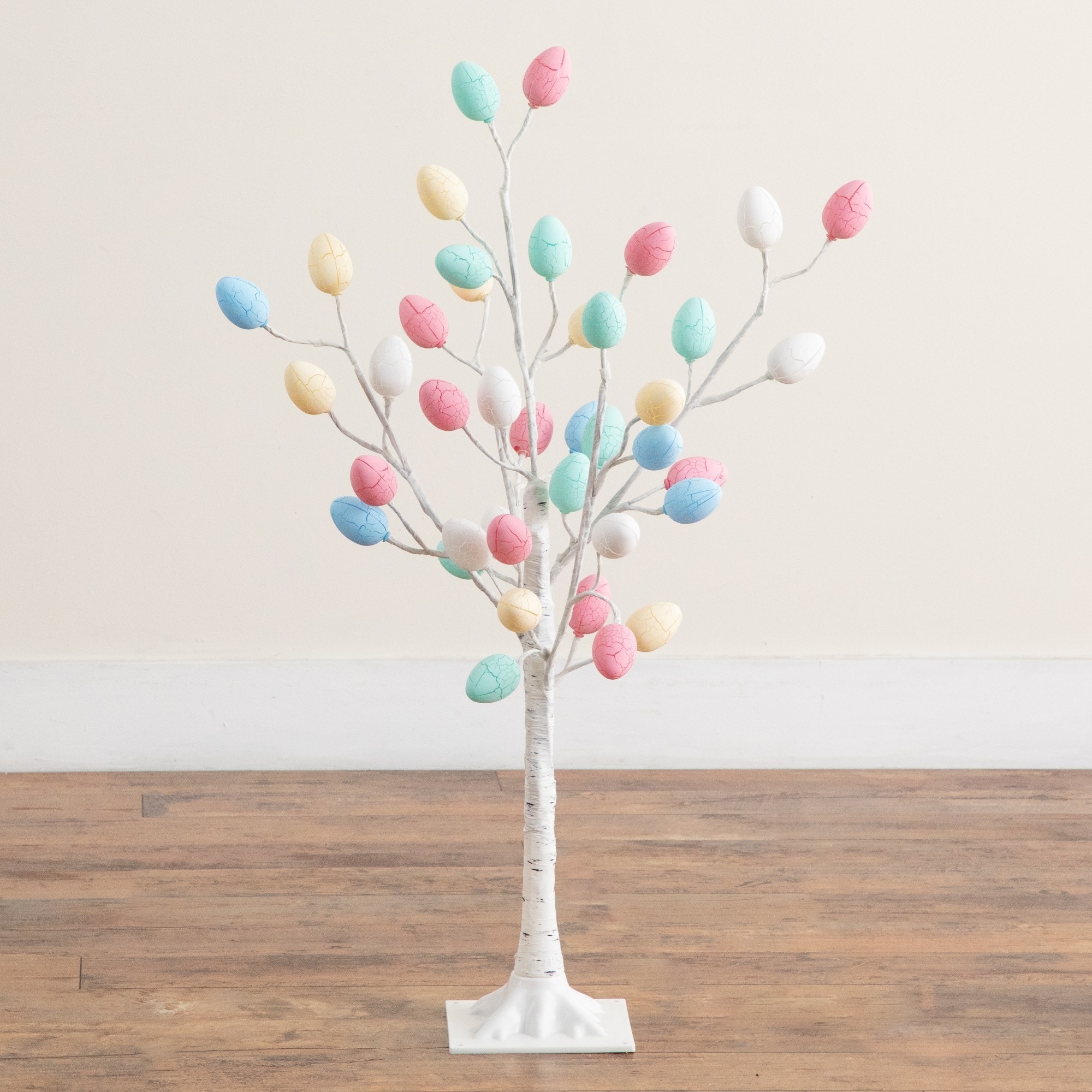 3ft. Pre-Lit Artificial Easter Twig Tree with 40 Egg Shaped LED Ornaments