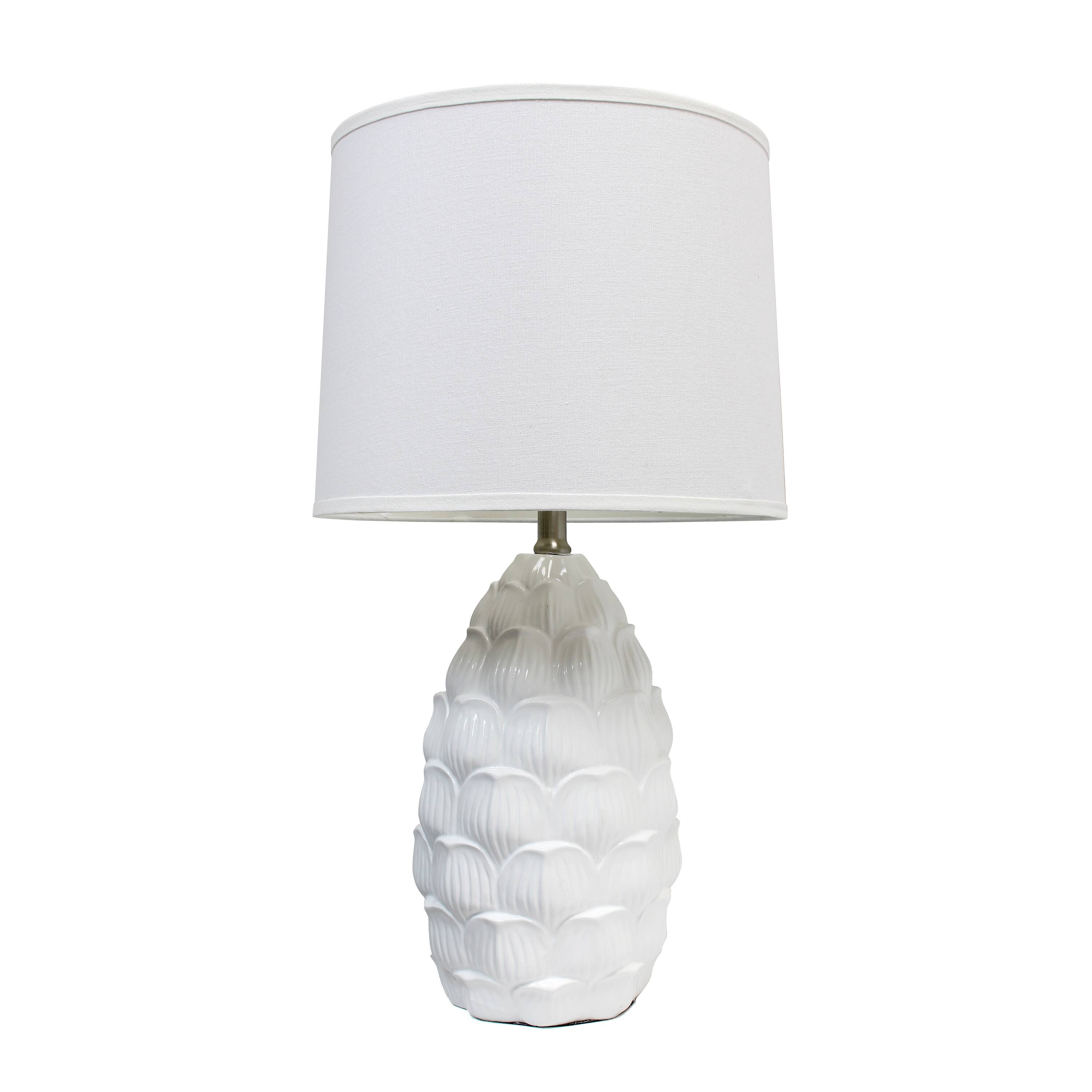 Elegant Designs White Table Lamp with Fabric Shade