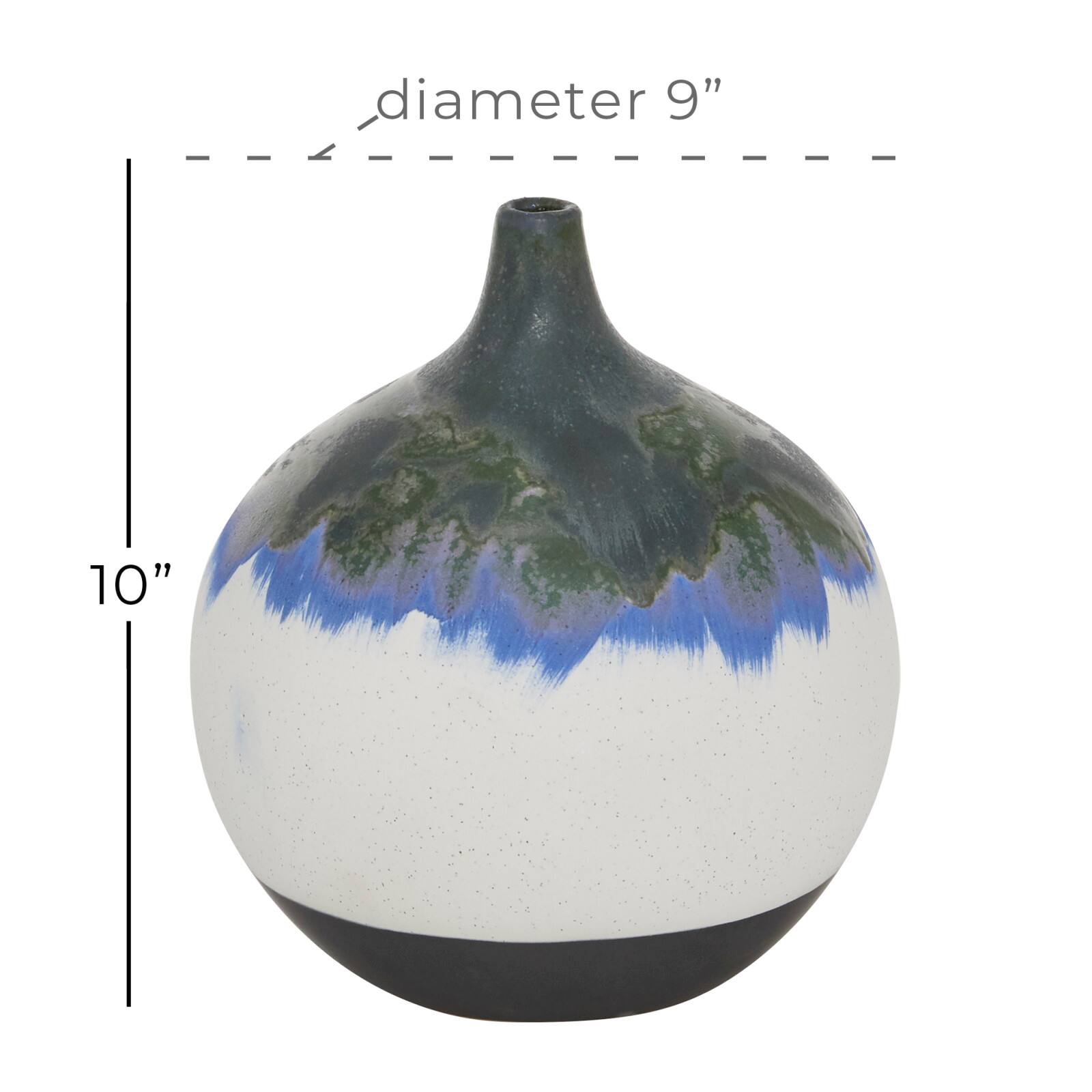 The Novogratz White Ceramic Contemporary Vase, 10&#x22; x 9&#x22; x 9&#x22;