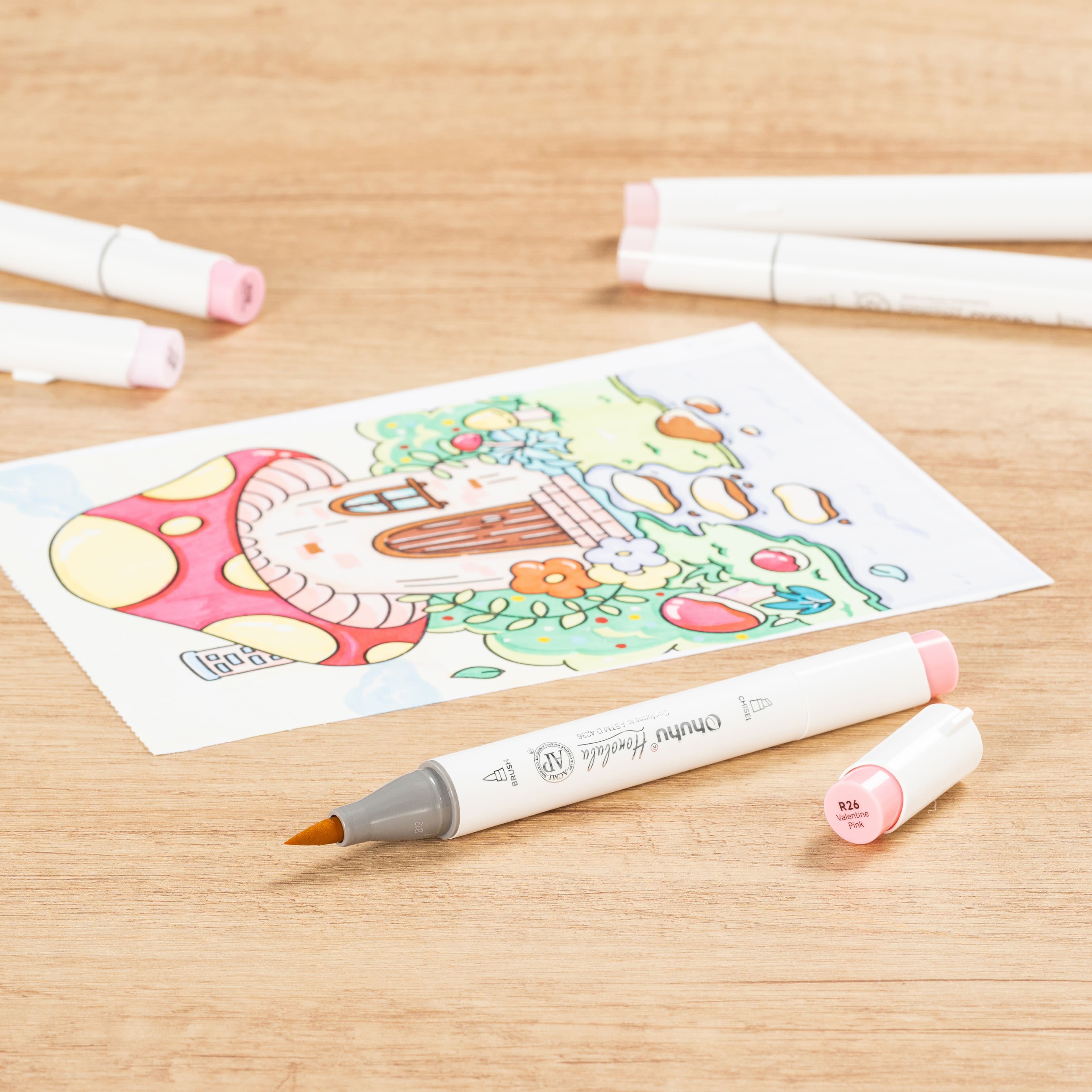 Ohuhu&#xAE; Honolulu Brush &#x26; Chisel Dual Tip Marker