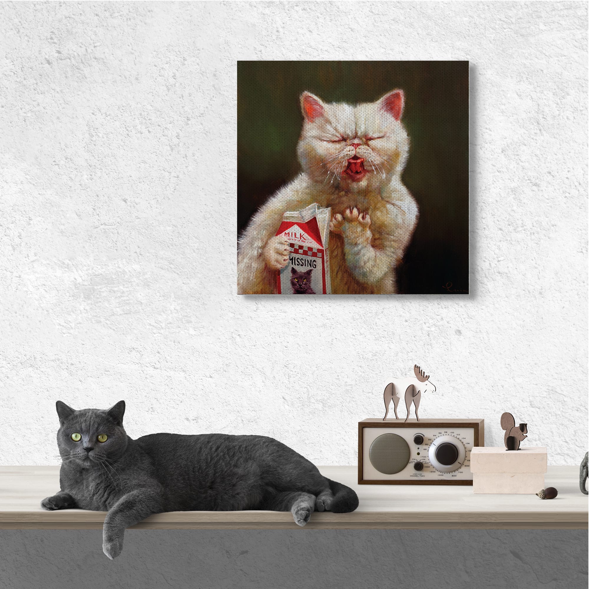 Stupell Industries Missing Cat Milk Box Sour Face Family Pet Canvas Wall Art