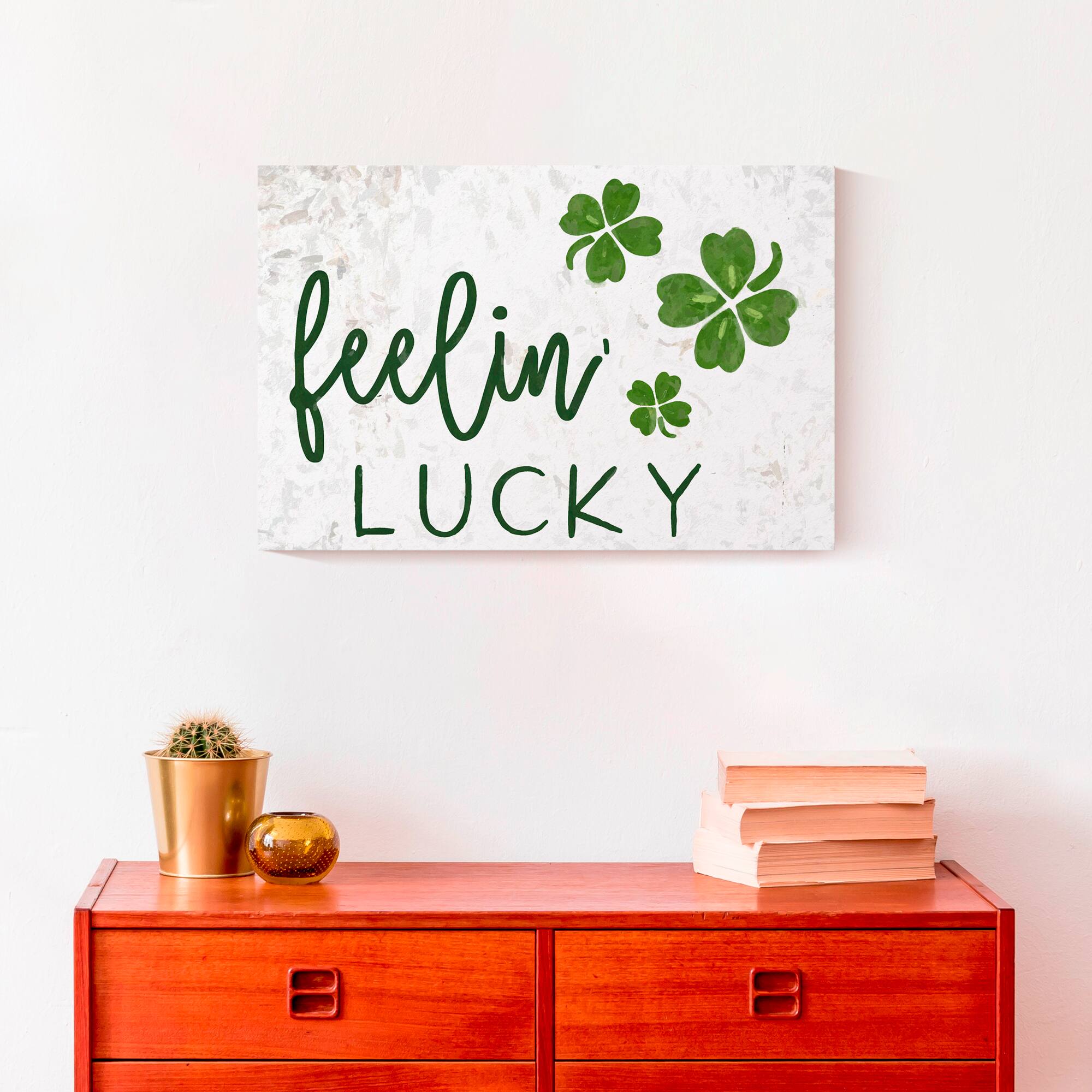 Feeling Lucky Four Leaf Clover Canvas 12&#x22; x 18&#x22; Canvas Wall Art