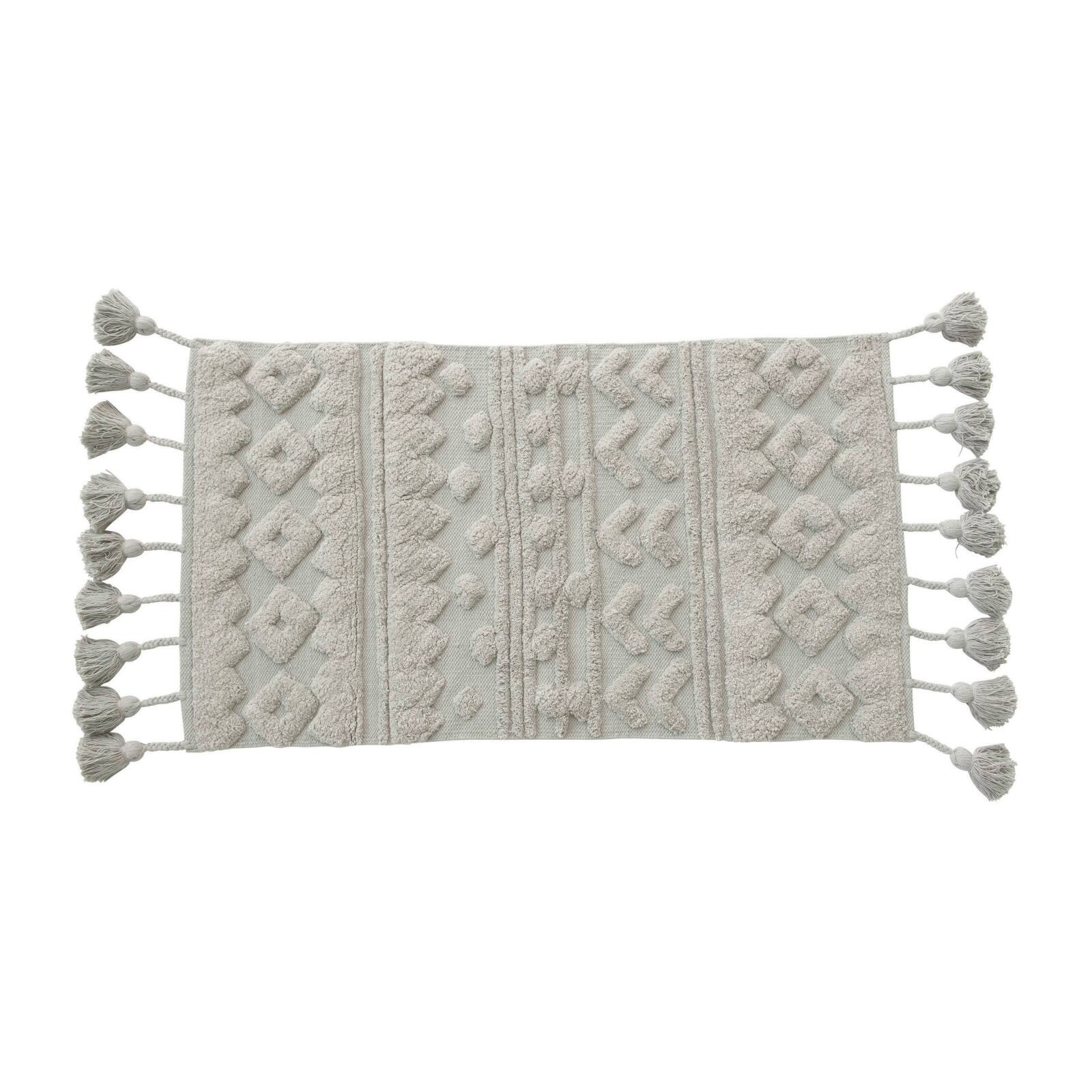 Hello Honey&#xAE; Gray Tufted Cotton Rug with Tassels, 26&#x22; x 54&#x22;