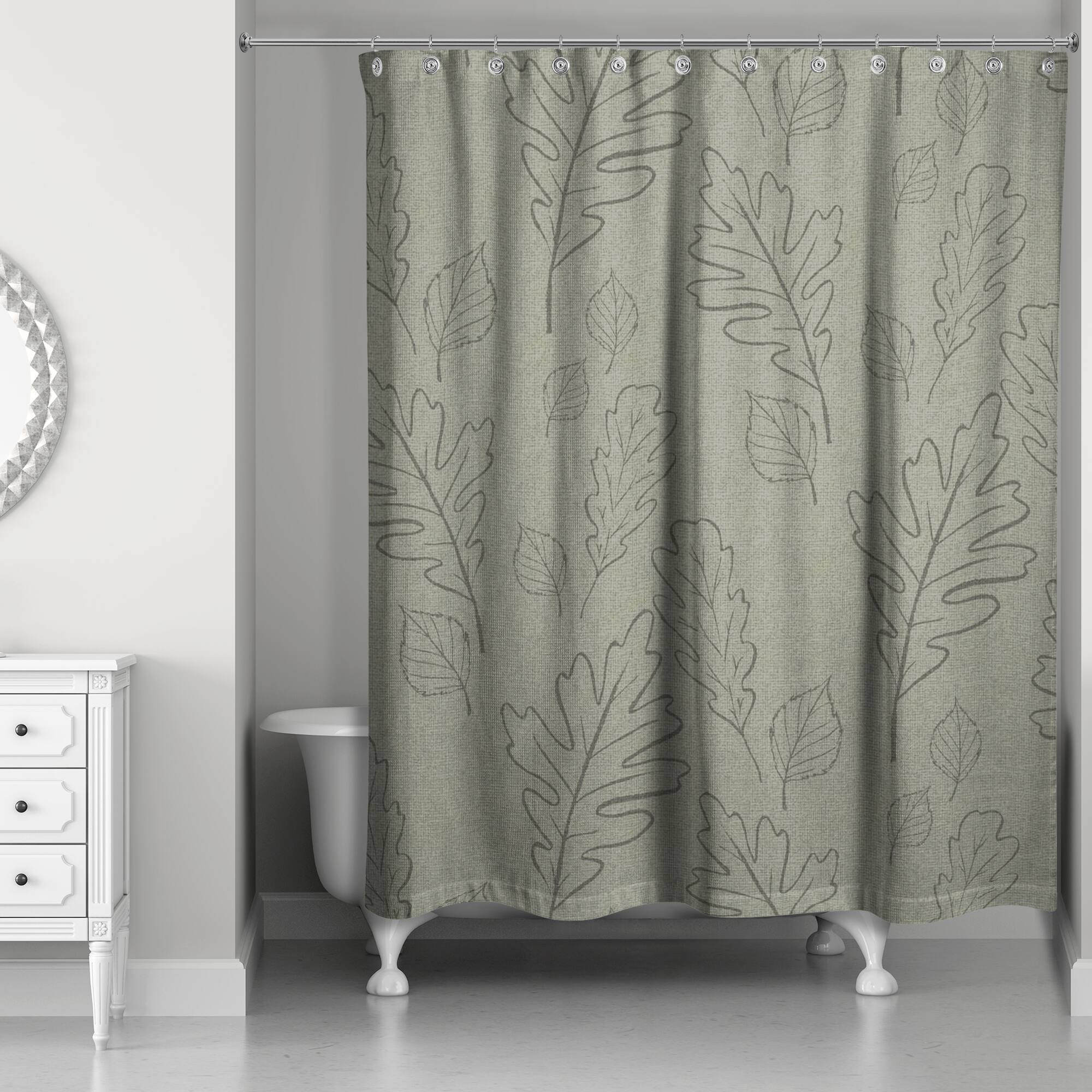 Green Large Leaves Shower Curtain