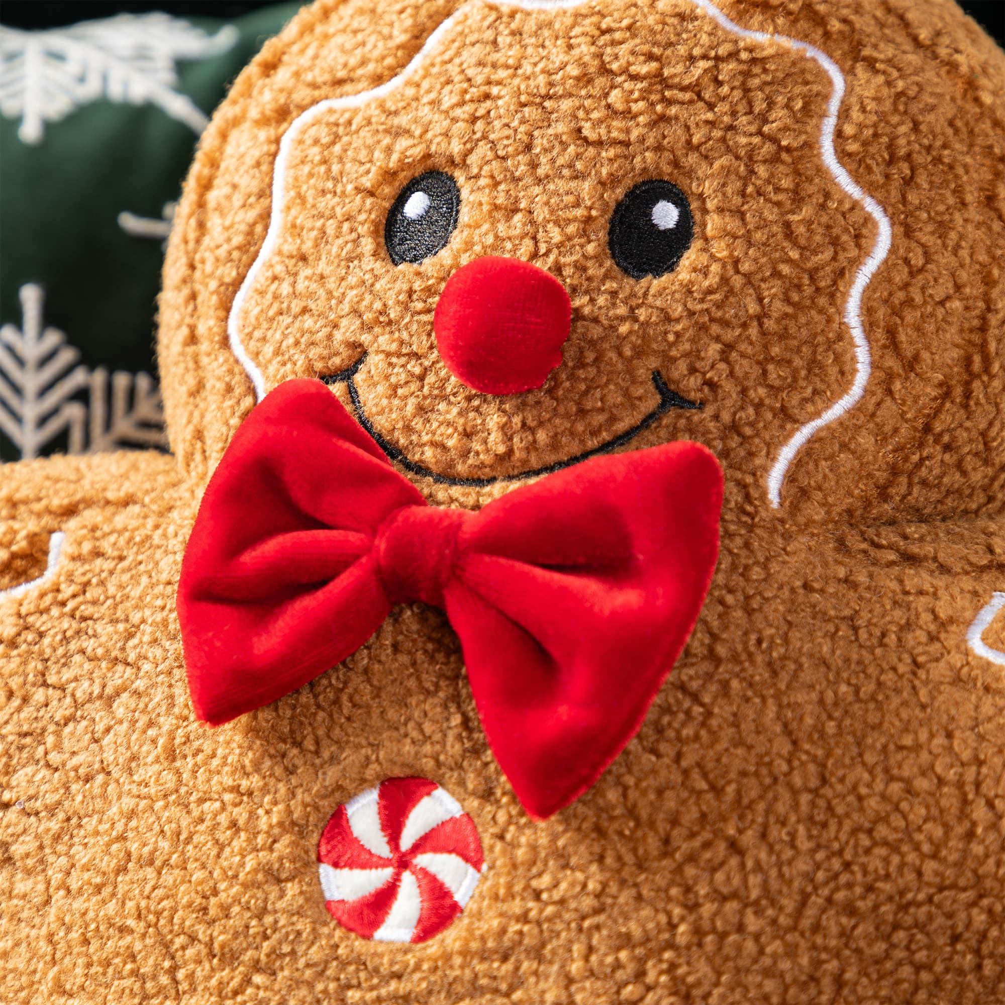 Glitzhome&#xAE; 15&#x22;H Christmas Gingerbread Man Shaped Pillow