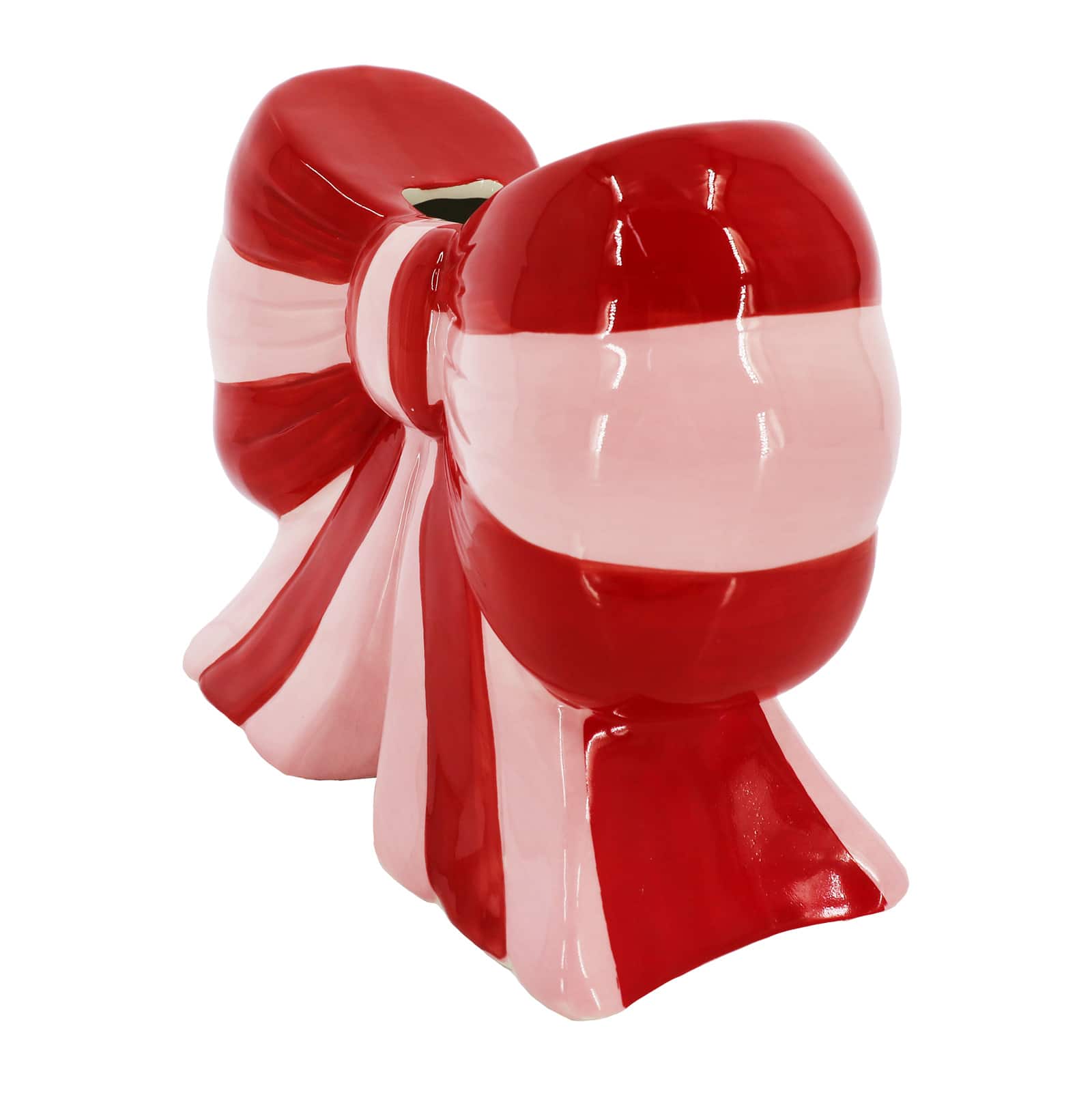 8&#x22; Pink Stripe Bow Ceramic Container by Ashland&#xAE;