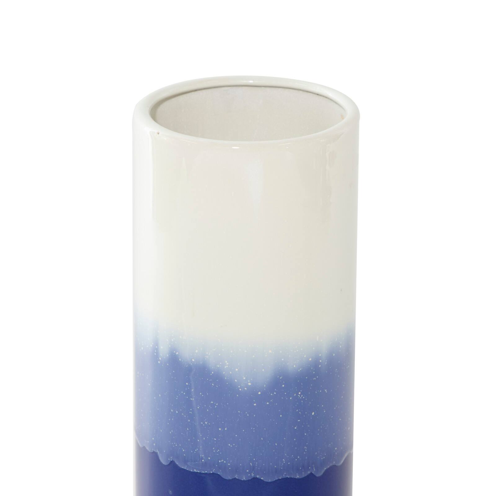 17&#x22; Blue Stoneware Modern Vase