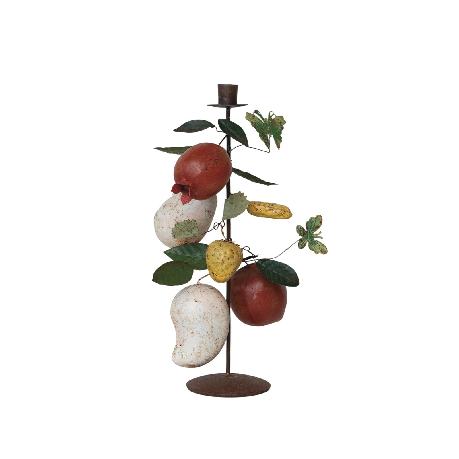 Hello Honey® 14" Multicolor Orchard Bounty Metal Taper Candle Holder