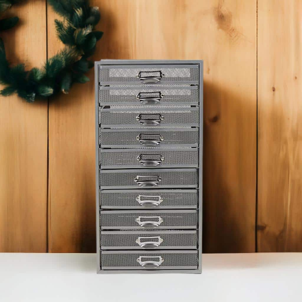 Mind Reader Silver 10-Compartment Mesh Desk Organizer