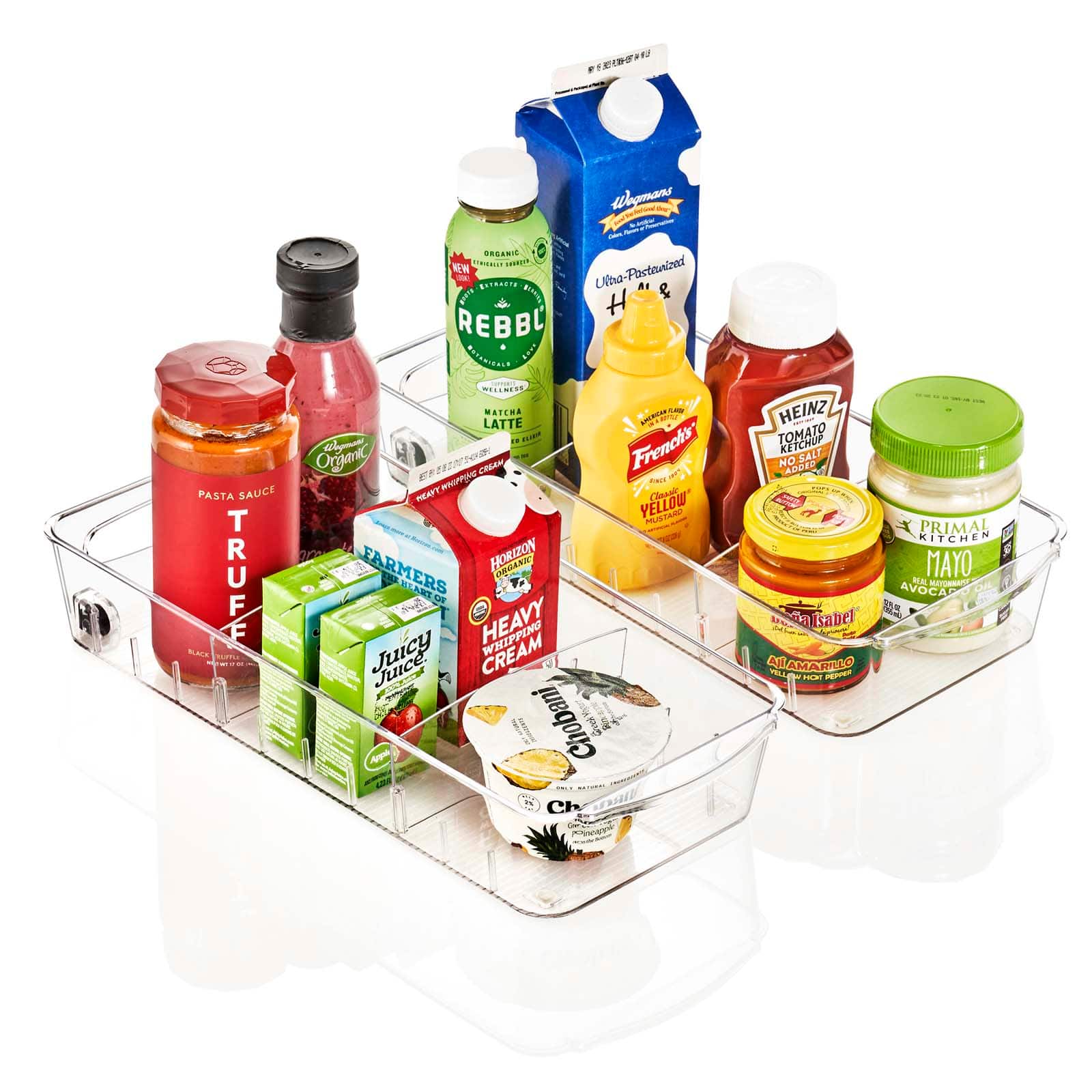 Sorbus Medium Clear Organizing Bins on Wheels with Removable Dividers, 2ct.