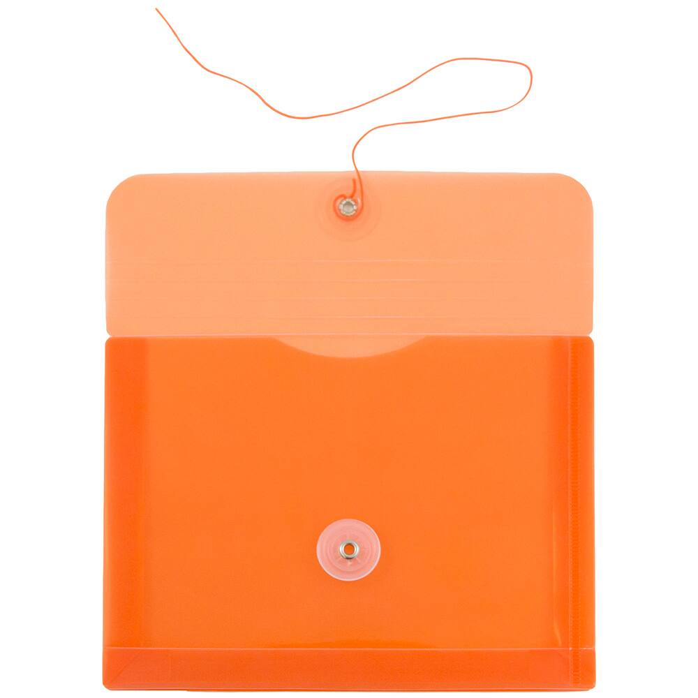 JAM Paper 5.5" x 7.5" Button & String Tie Closure Plastic Envelopes, 12ct.